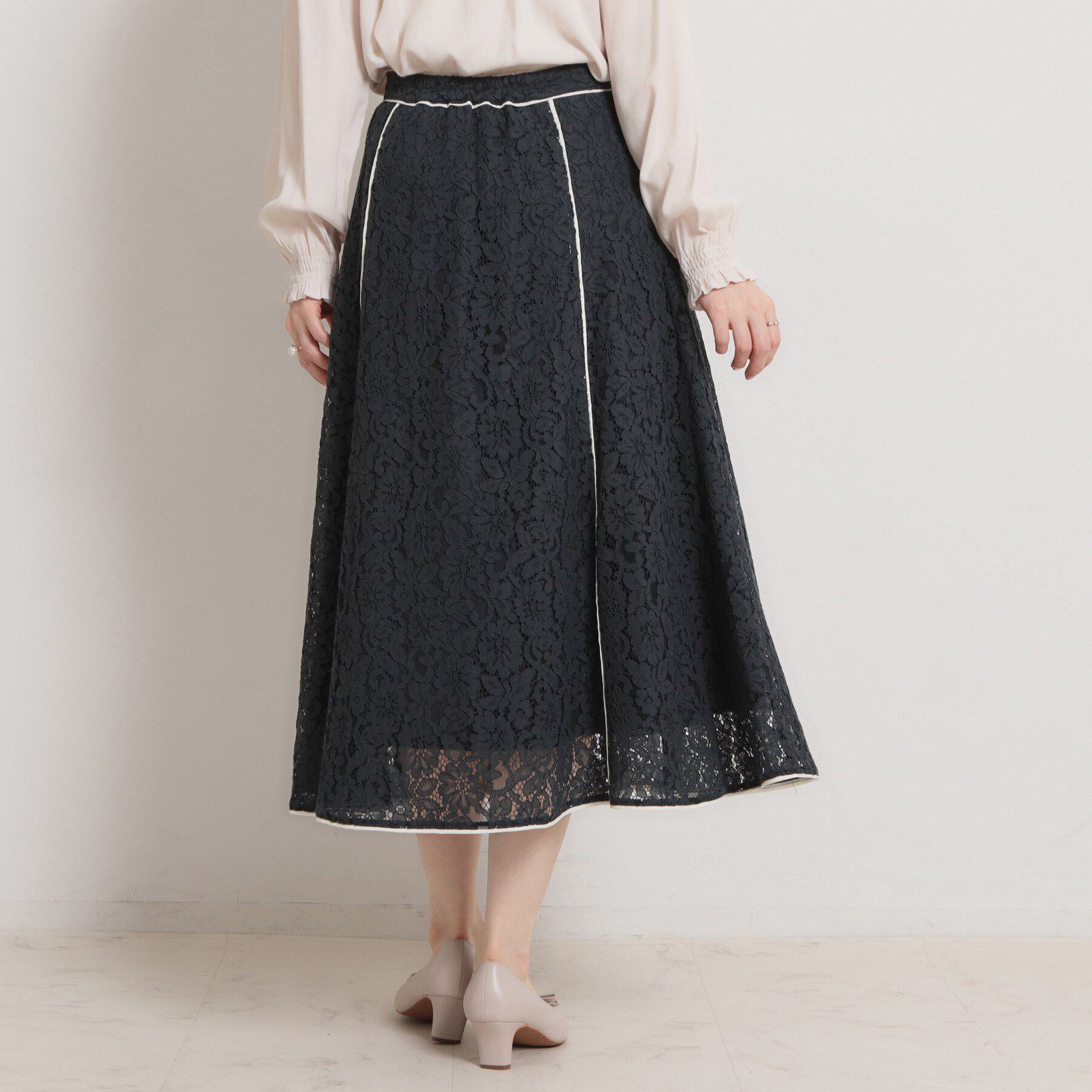 Couture broach「【洗える】コードフラワーレース スカート」|スカート|