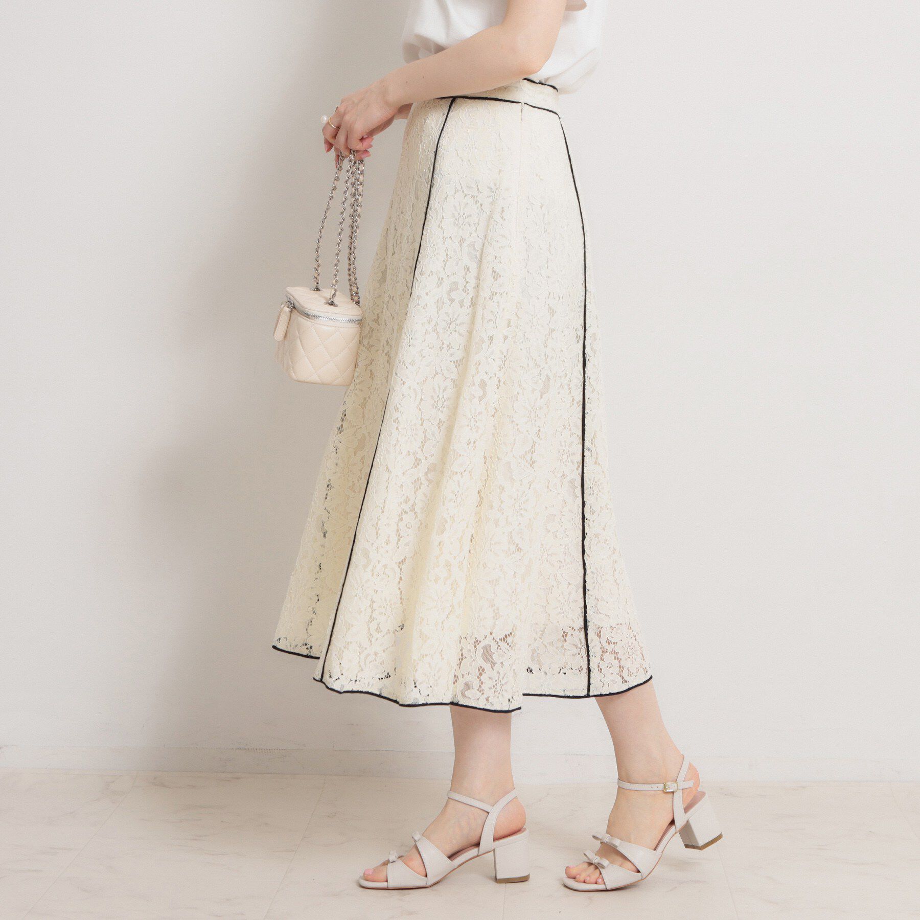 Couture broach「【洗える】コードフラワーレース スカート」|スカート|