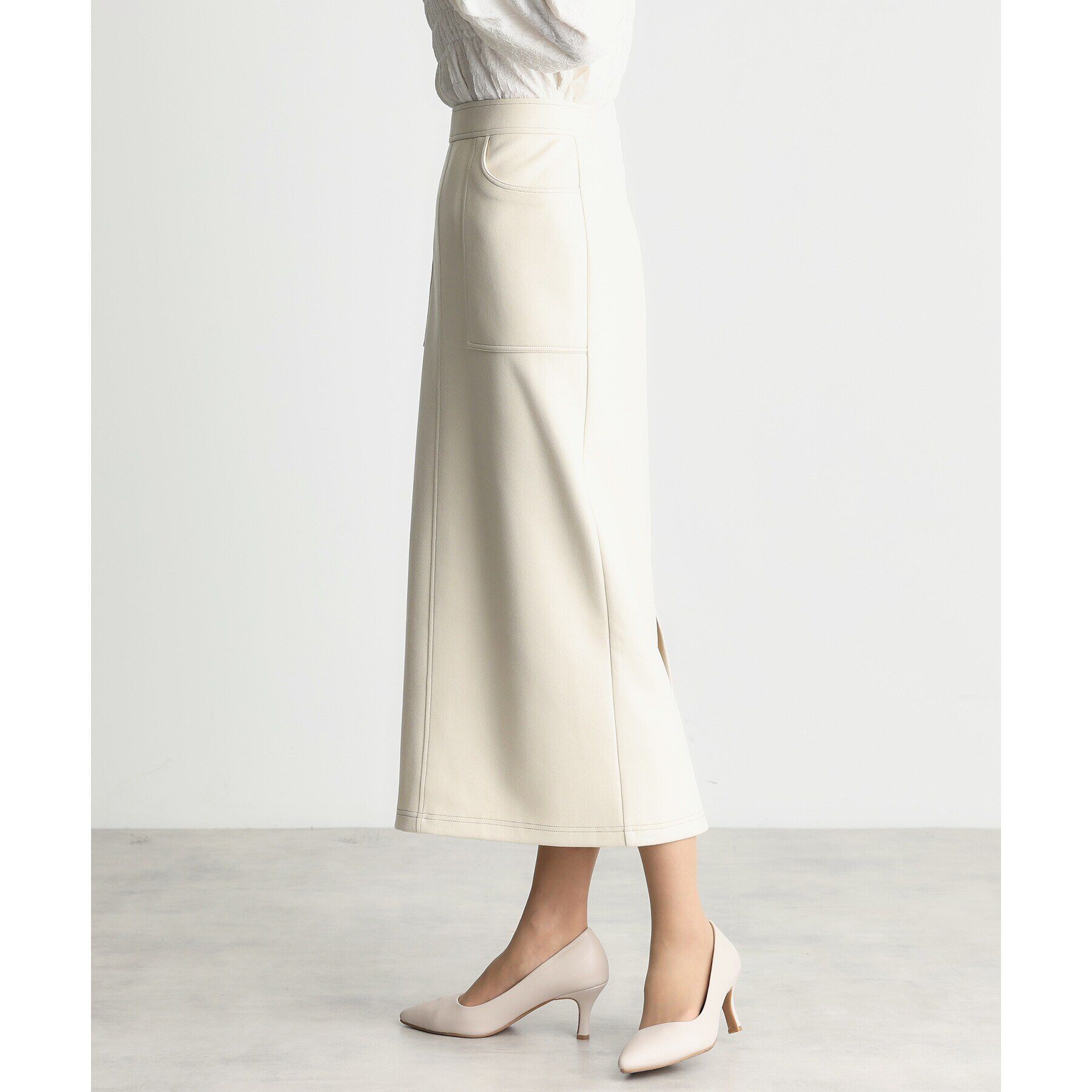 THE SHOP TK「【ONOFF活躍/セレモニー/通勤】レザー調タイトスカート/洗える」|スカート|