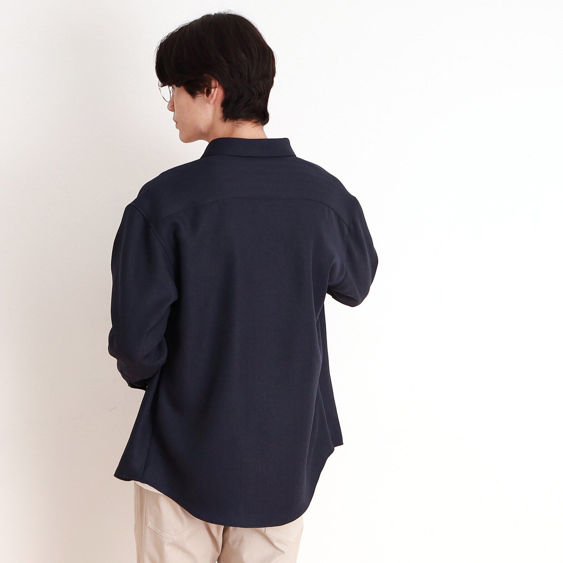 THE SHOP TK「ウールライクへリンボンシャツ リラックスシルエット」|シャツ・ブラウス|