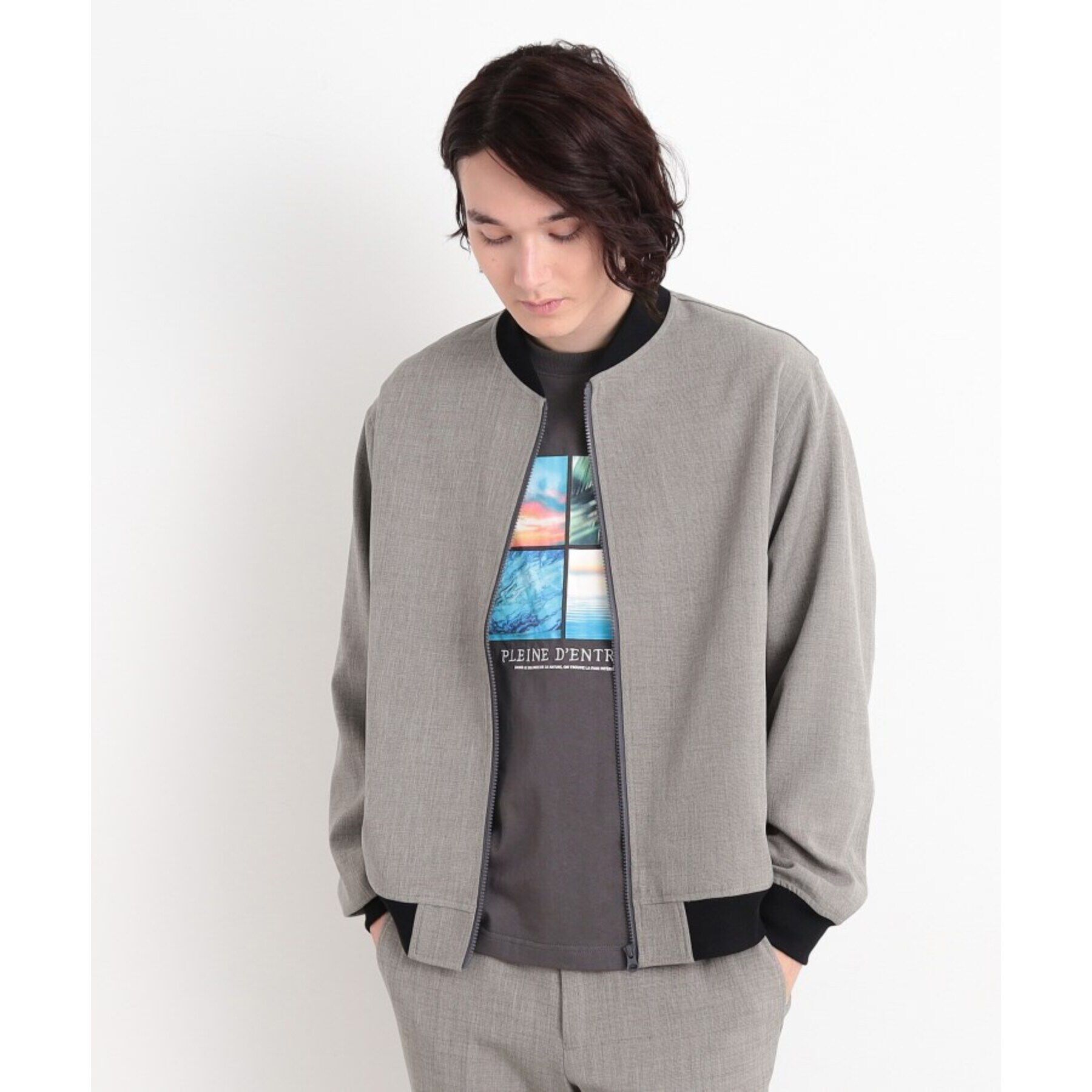 THE SHOP TK「【CAVIAN/キャビアン】リサイクルシャークスキンジップブルゾン セットアップ可」|ブルゾン・スタジャン|