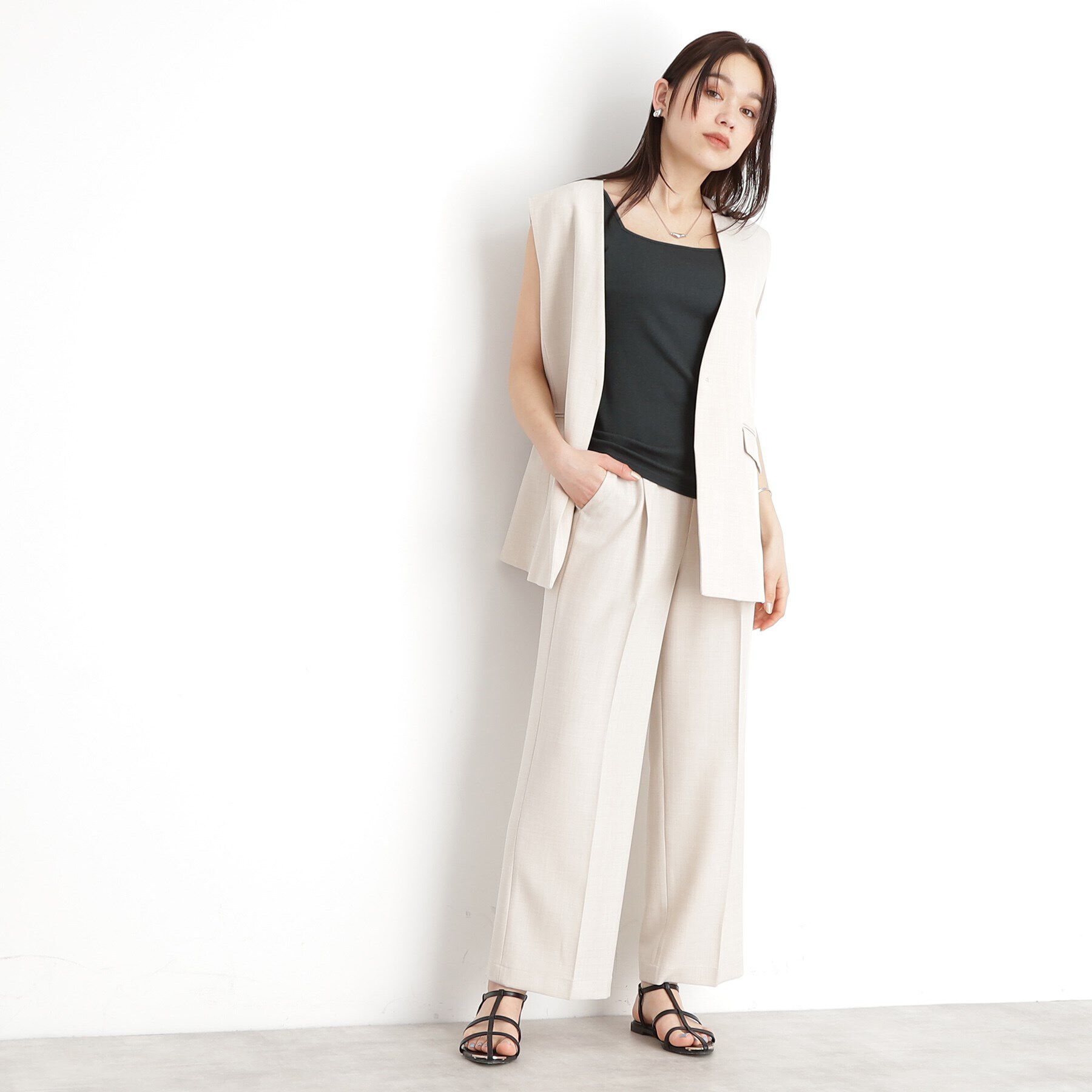 THE SHOP TK「【前後2WAY】スクエアリブタンク/洗える」|キャミソール|