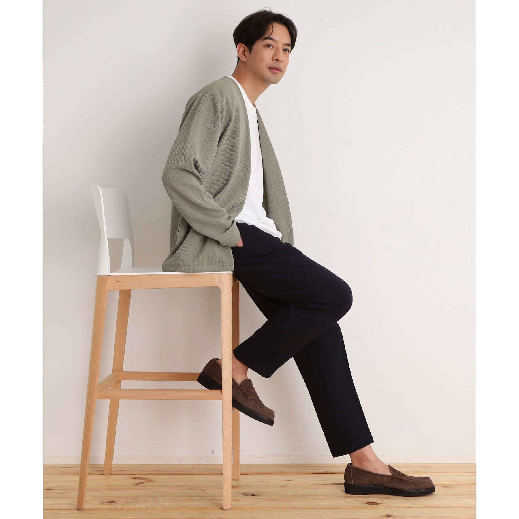 THE SHOP TK「ミニフクレアンサンブルカーディガン 【長袖カーディガン＋半袖Tシャツセットアイテム】」|カーディガン|