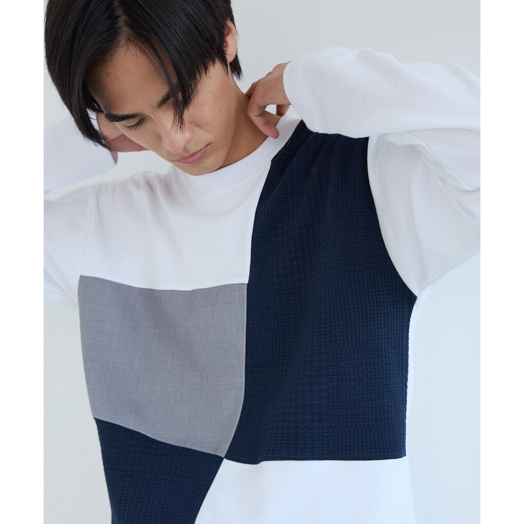 THE SHOP TK「パネルブロッキング長袖Tシャツ」|Tシャツ・カットソー|オフホワイト(503
