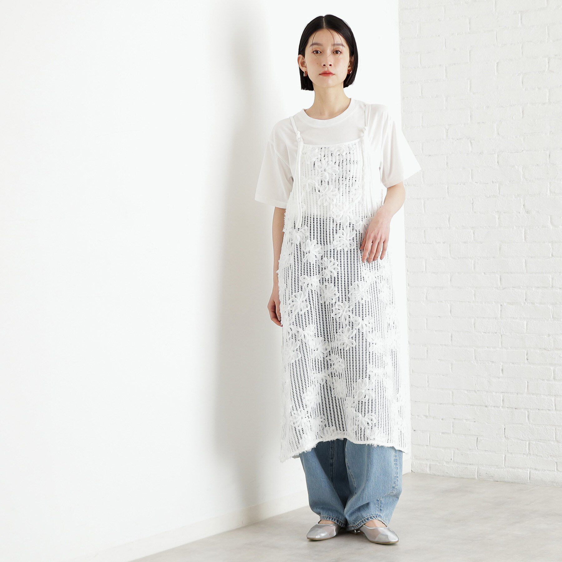 THE SHOP TK「3Dレースキャミワンピ」|ワンピース|オフホワイト(003
