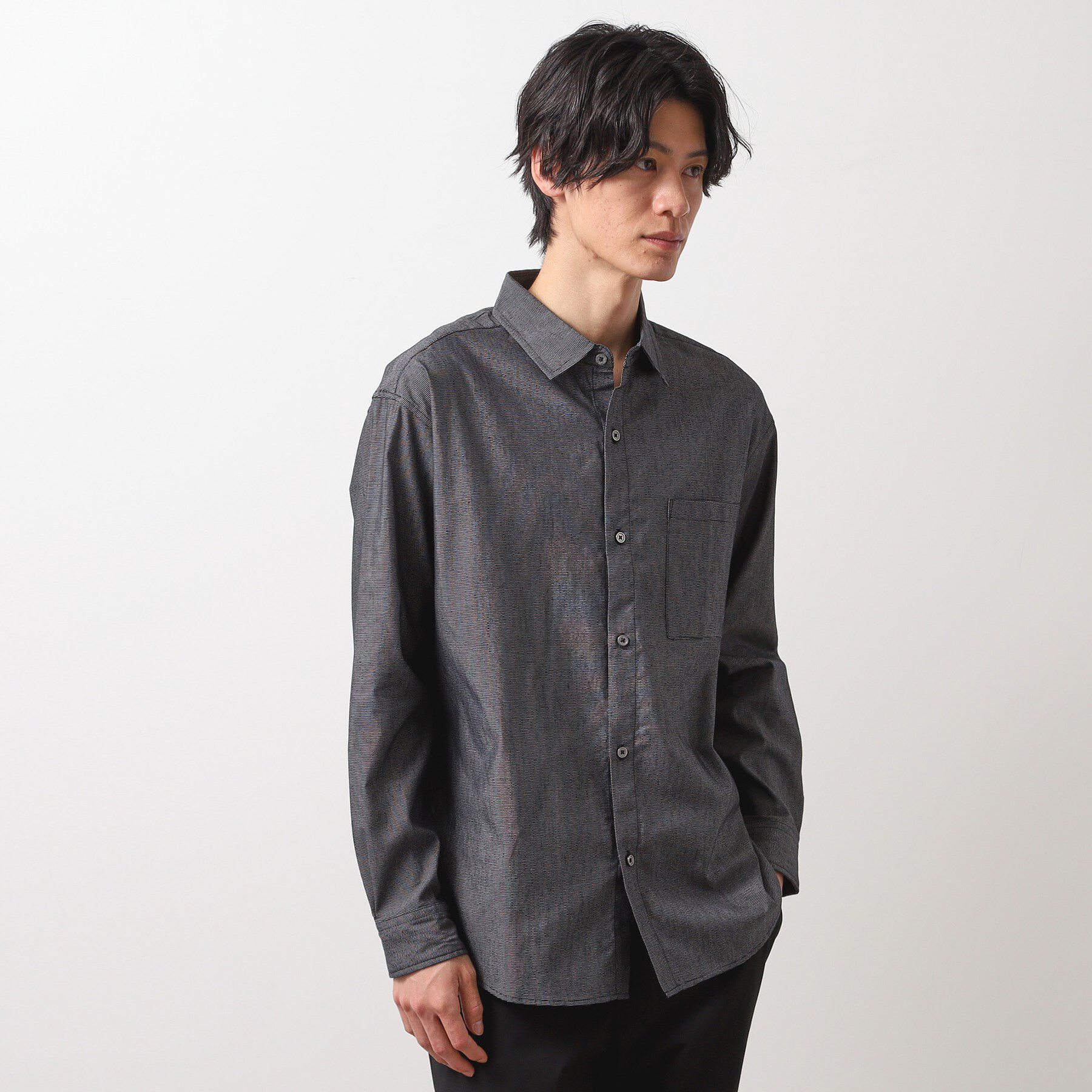 THE SHOP TK「綿麻ポリCOOLMAX（R）長袖シャツ」|シャツ・ブラウス|