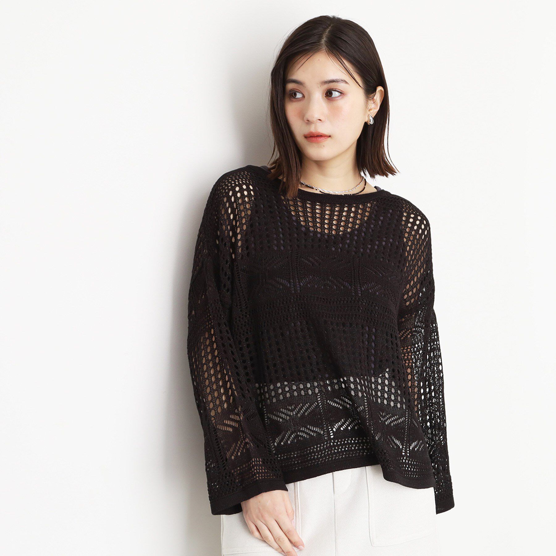 THE SHOP TK「【前後2WAY】タンク付透かし柄ニット/洗える」|その他|