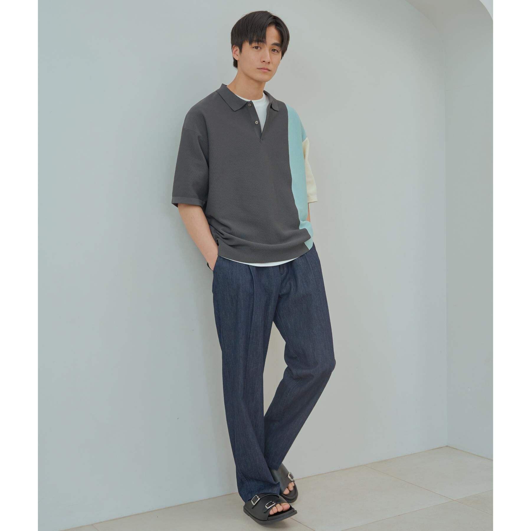 THE SHOP TK「パネルニットポロシャツ」|ポロシャツ|