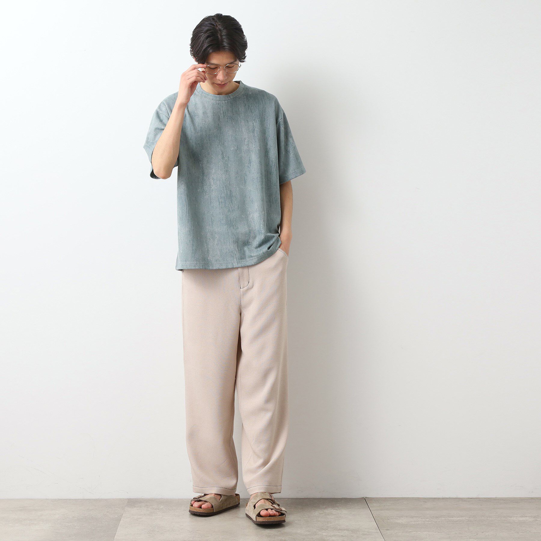 THE SHOP TK「スウェードプリント半袖Tシャツ　【オーバーサイズ/洗濯機OK】」|Tシャツ・カットソー|