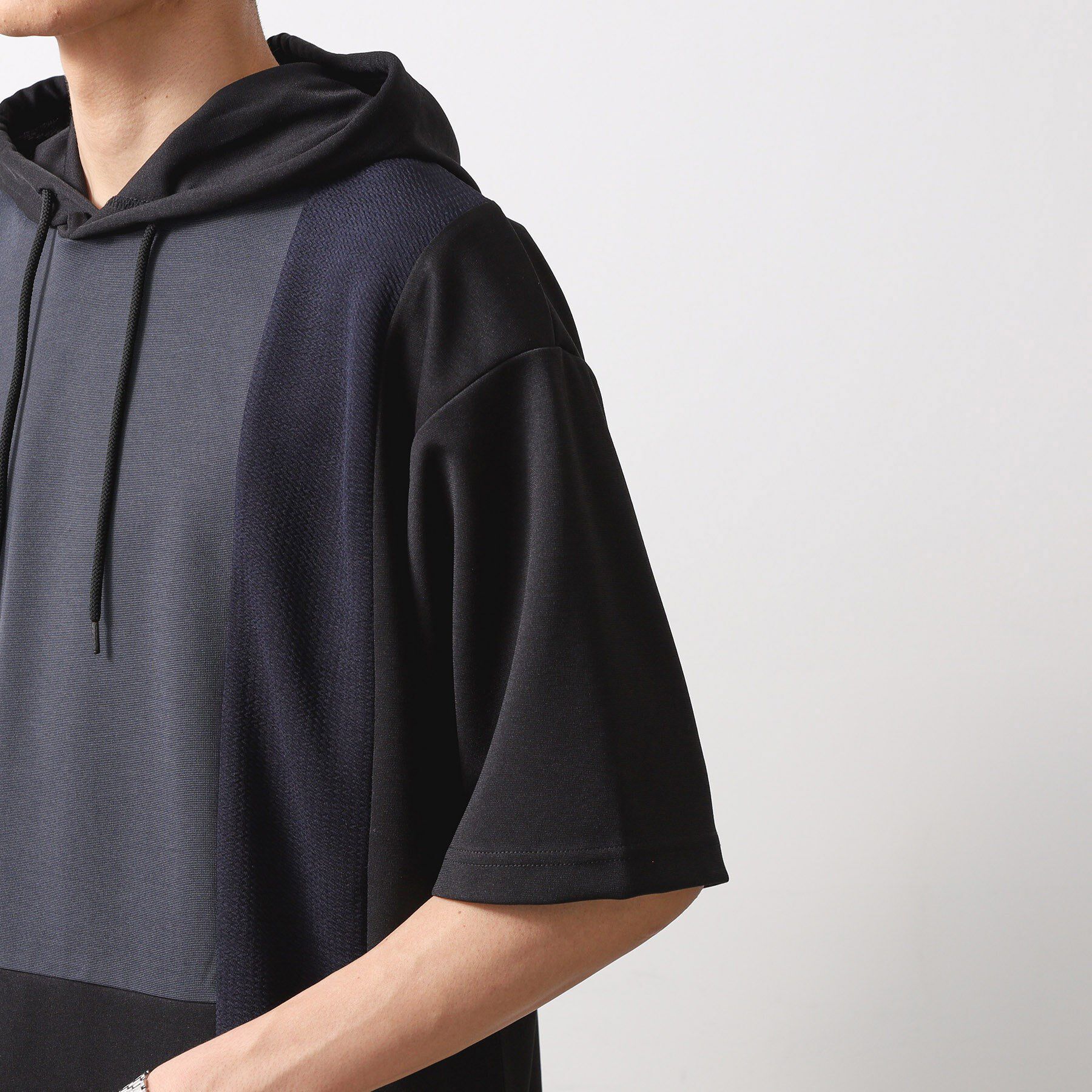 THE SHOP TK「ブロッキング半袖パーカ　洗濯機OK」|パーカー|