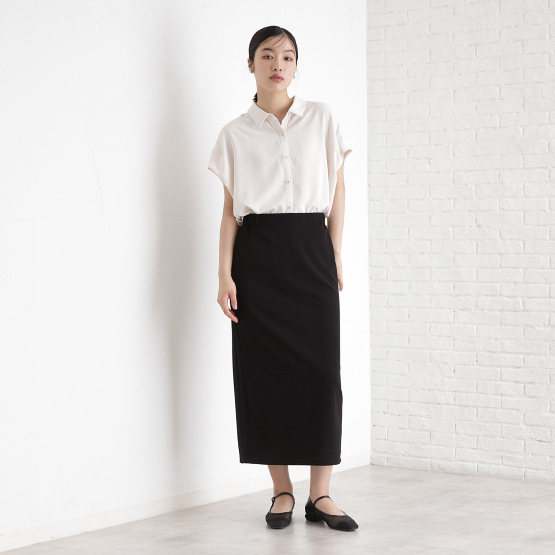 THE SHOP TK「サイドラメラインタイトスカート【洗濯機OK】」|スカート|