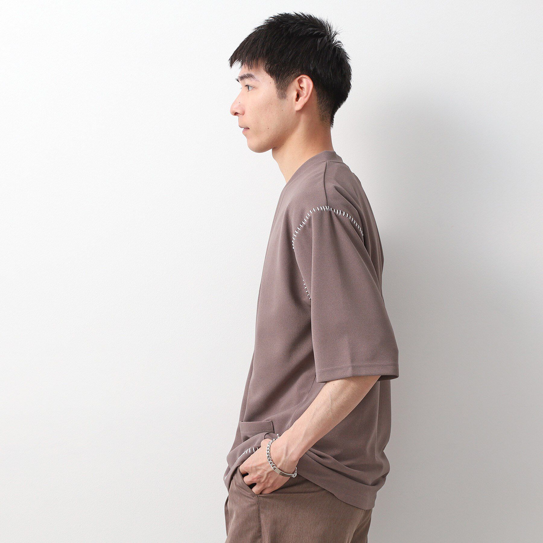 THE SHOP TK「ツイルステッチ半袖カーディガン【洗濯機OK/接触冷感】」|カーディガン|