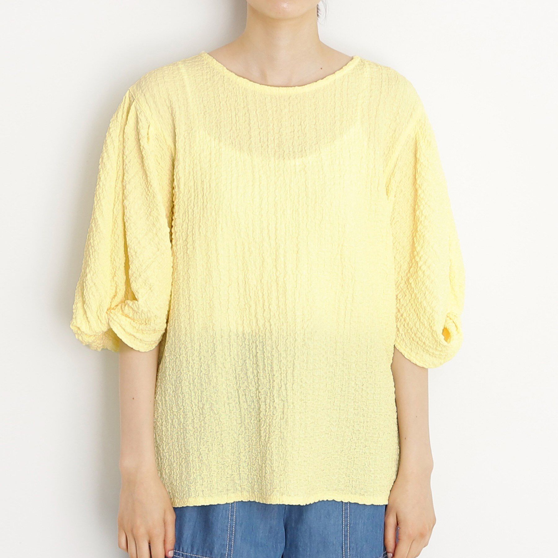 THE SHOP TK「ポコポコ袖タックプルオーバー　体型カバー/洗濯機OK」|Tシャツ・カットソー|