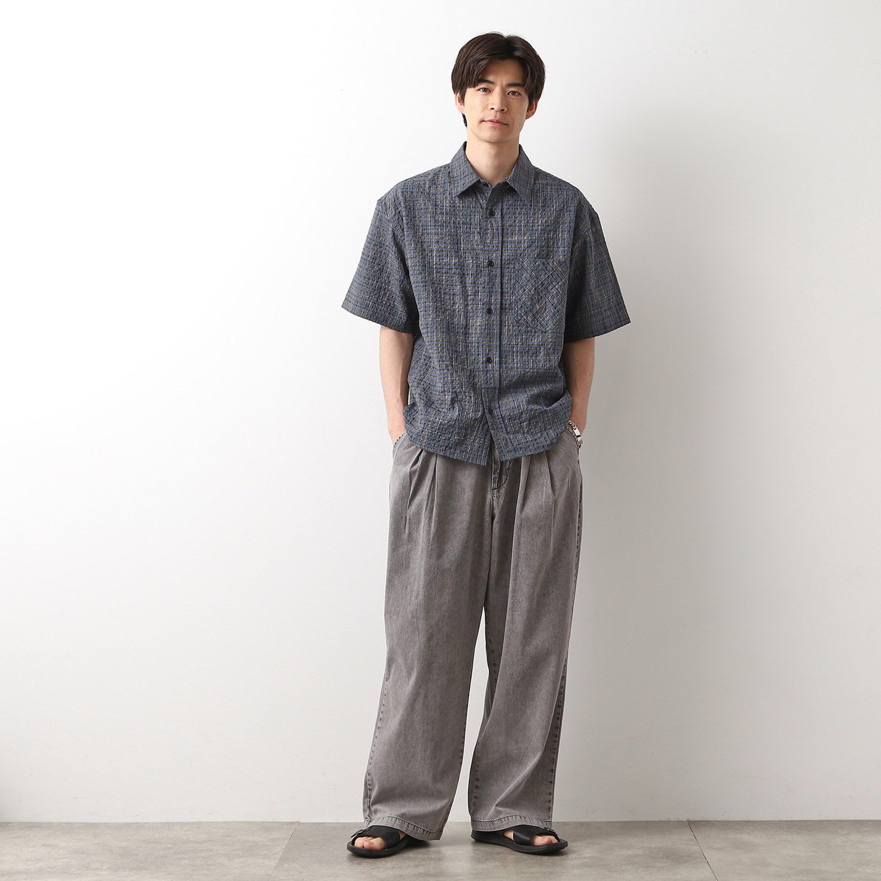 THE SHOP TK「シアサッカーチェックシャツ 【洗濯機OK】」|シャツ・ブラウス|