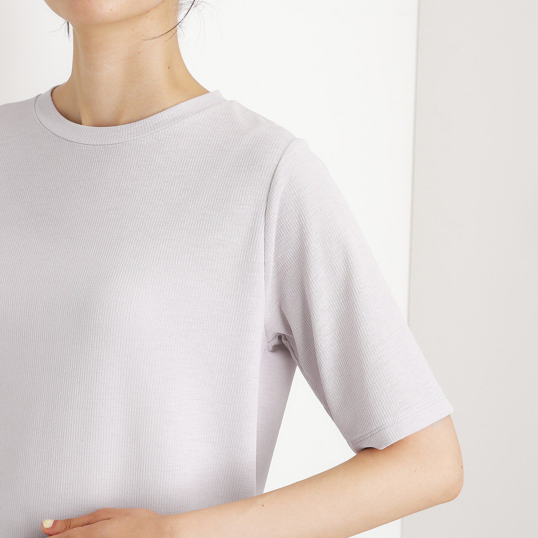 THE SHOP TK「5分袖シアーTシャツ【二の腕カバー/洗濯機OK】」|Tシャツ・カットソー|