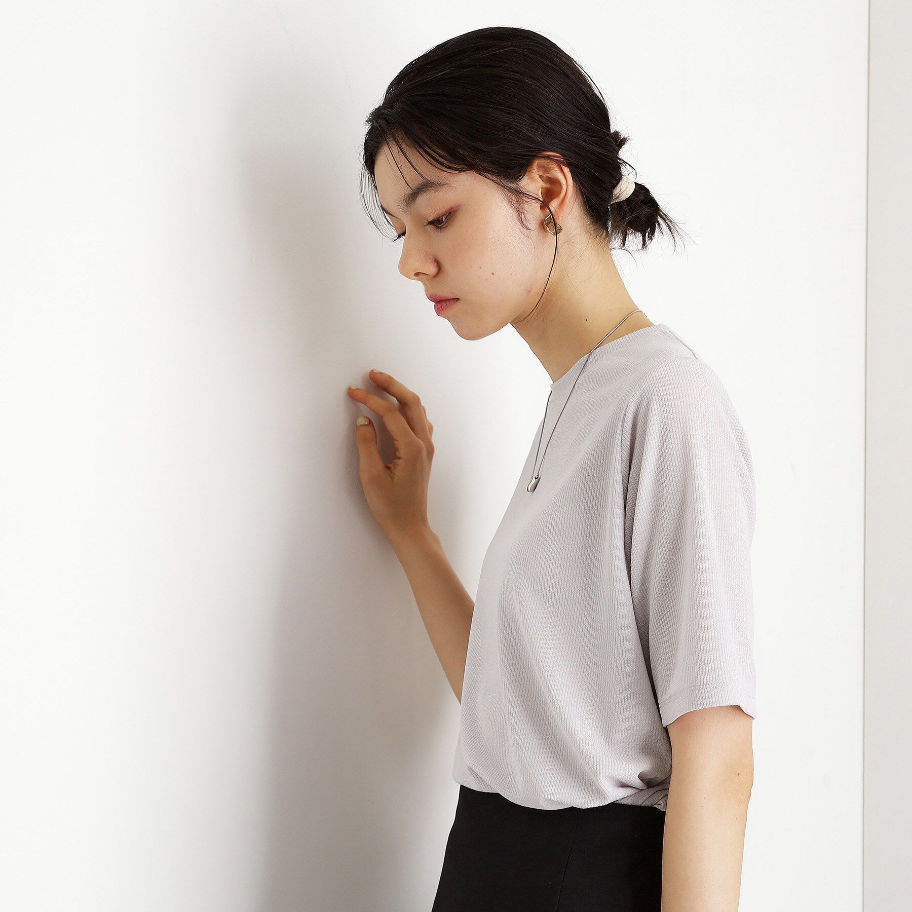 THE SHOP TK「5分袖シアーTシャツ【二の腕カバー/洗濯機OK】」|Tシャツ・カットソー|