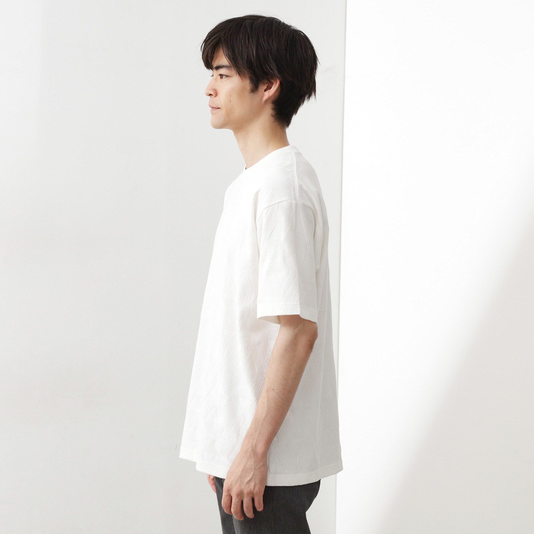 THE SHOP TK「パターンジャカード半袖Tシャツ【洗濯機OK】」|Tシャツ・カットソー|