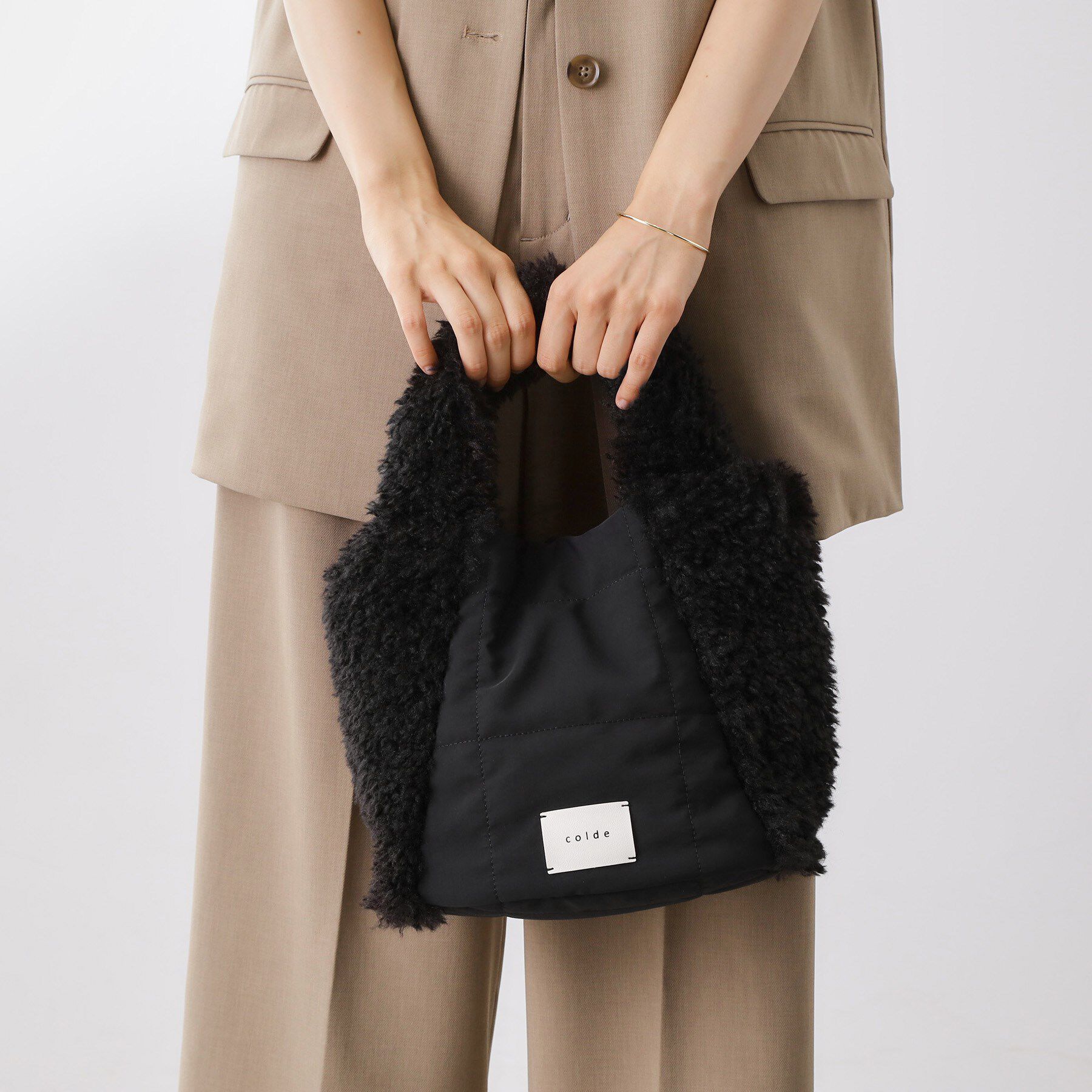 THE SHOP TK「キルト&times;フェイクファー2WAYトート」|トートバッグ|ブラック(719)