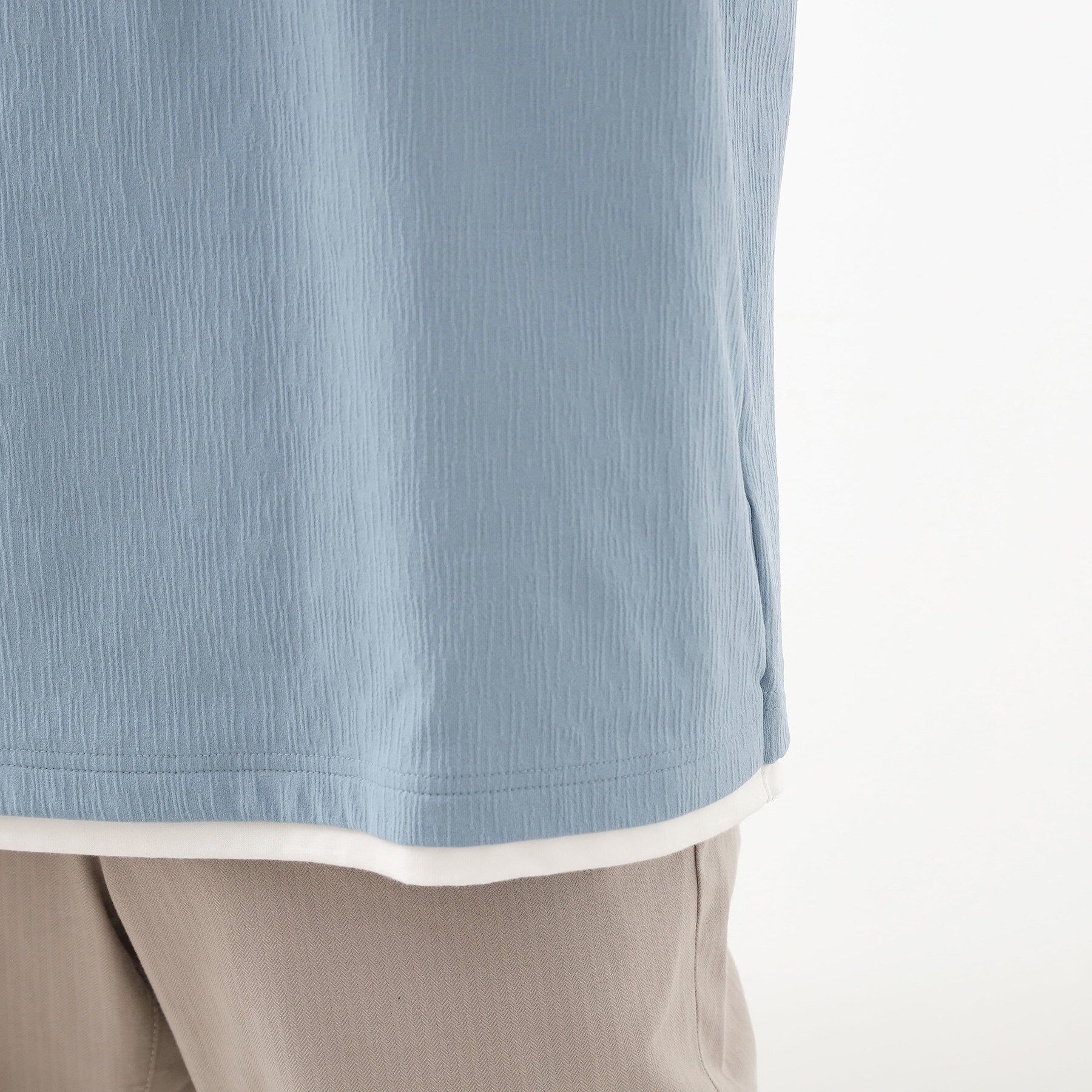 THE SHOP TK「楊柳フェイクレイヤード半袖Tシャツ 【吸水速乾/毛玉になりにくい/洗濯機OK】」|Tシャツ・カットソー|