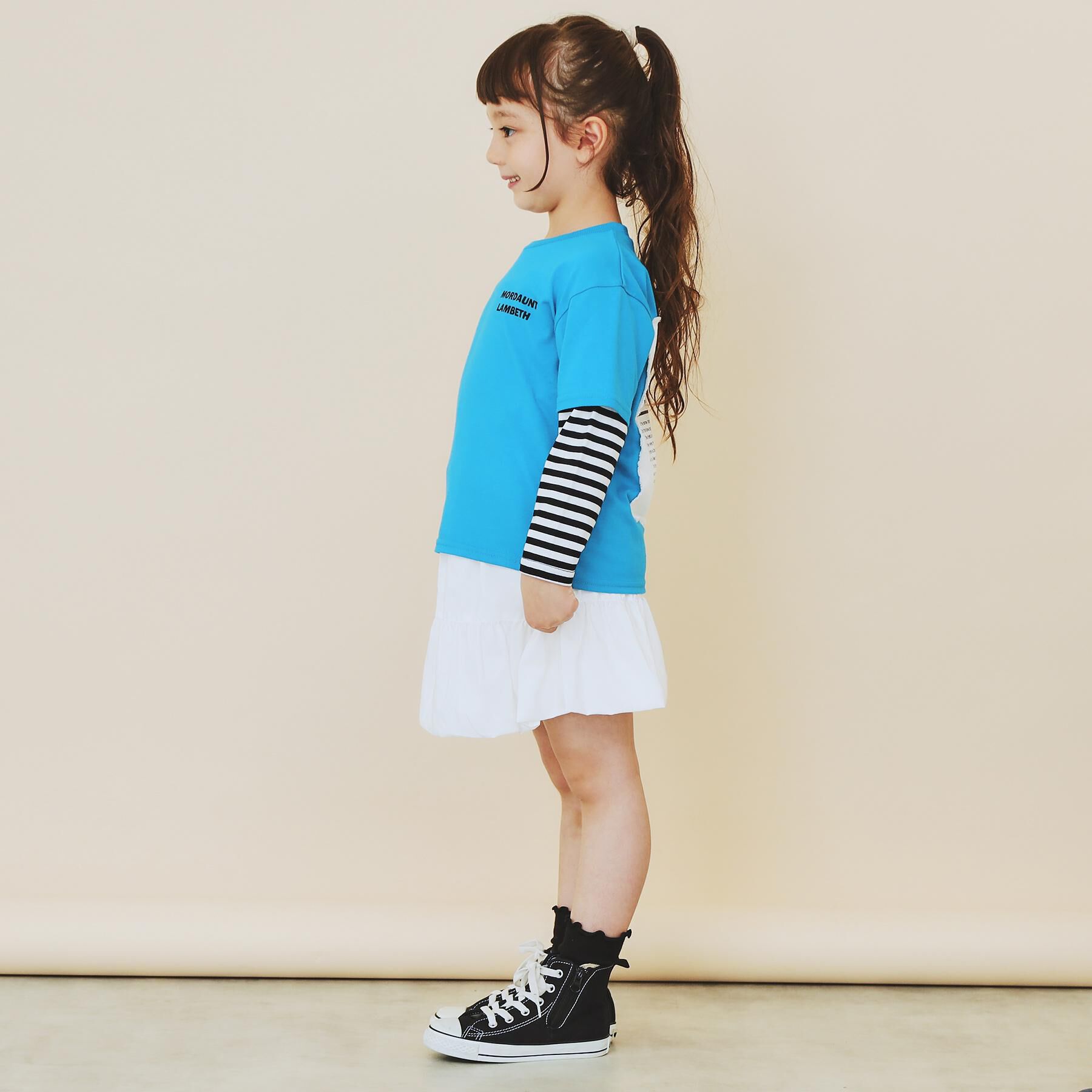 THE SHOP TK「【110－160】レイヤード風デニムアップリケロンTee」|Tシャツ・カットソー|