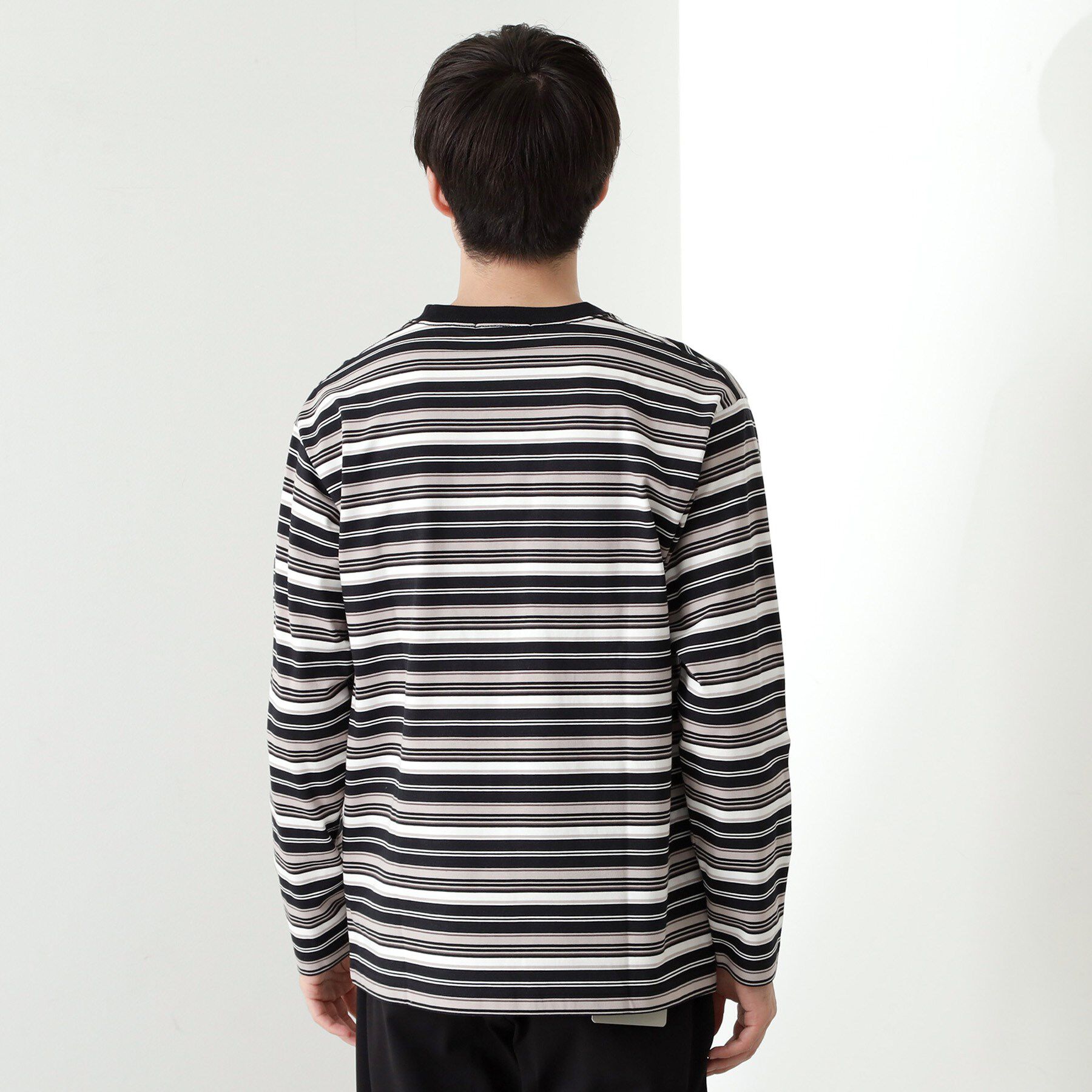 THE SHOP TK「ランダムボーダー長袖タフTシャツ 【洗濯機OK】」|Tシャツ・カットソー|