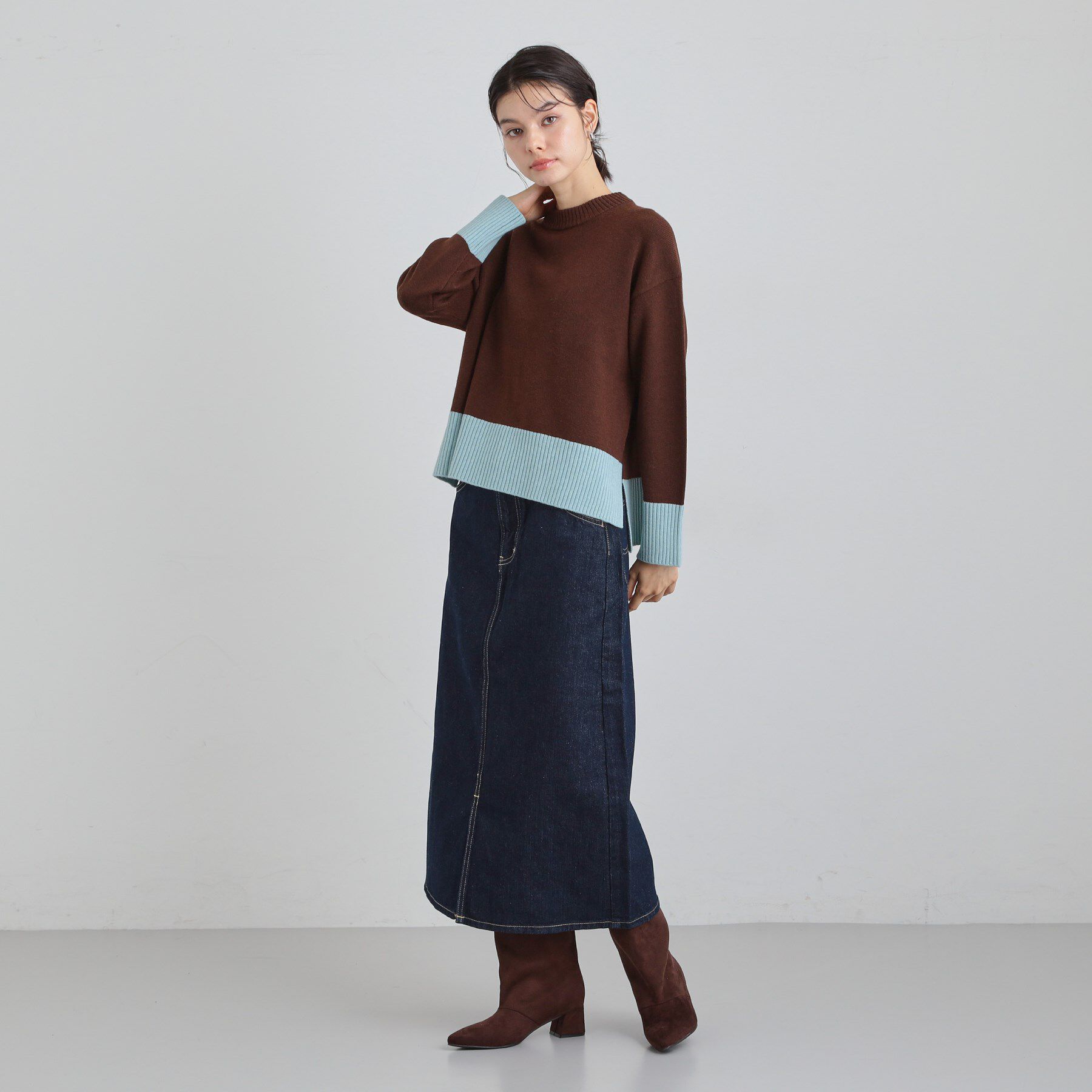 THE SHOP TK「インしないで着られる カラーブロックニット」|ニット・セーター|