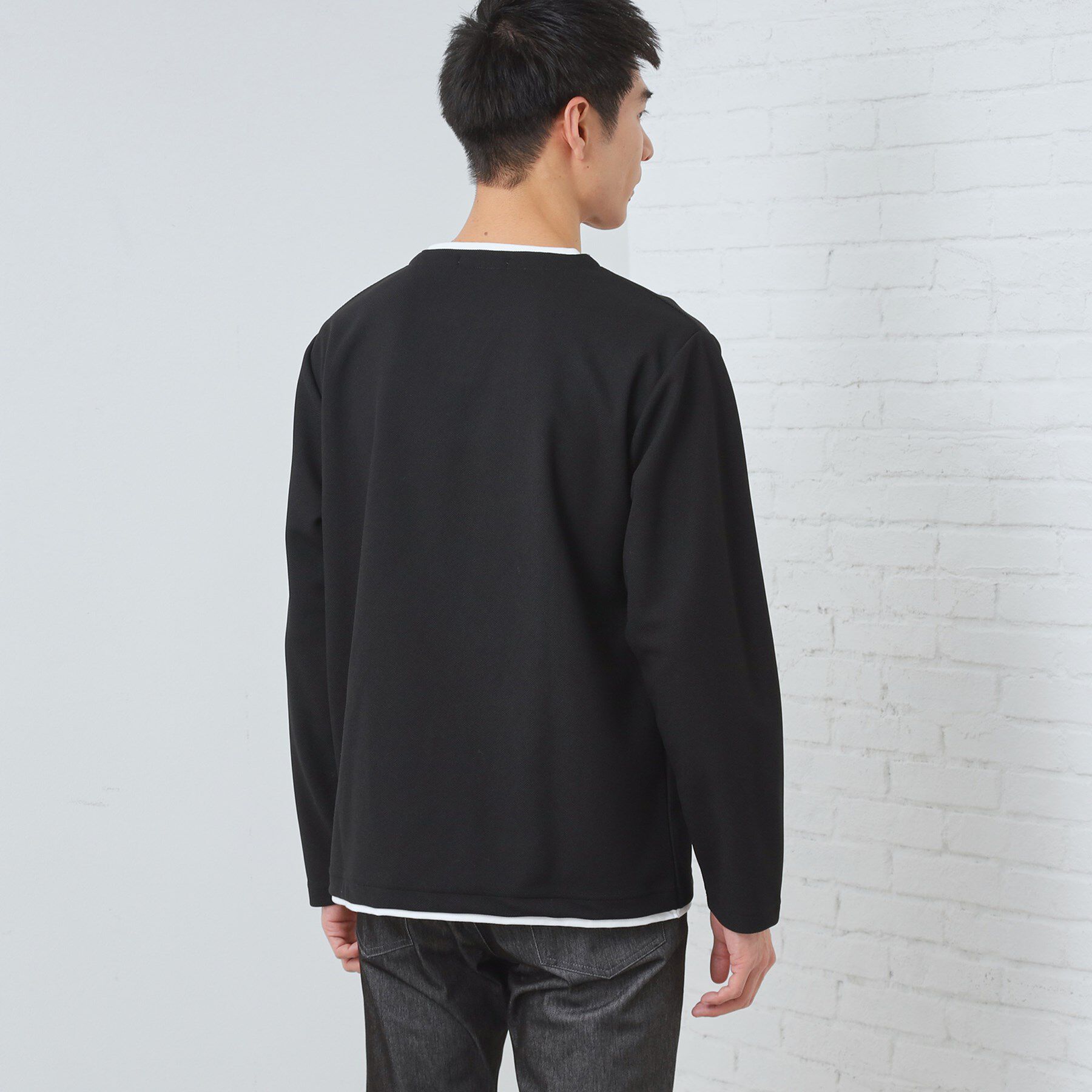 THE SHOP TK「【1枚で手抜きに見えない】キーネック フェイクレイヤード長袖Tシャツ」|Tシャツ・カットソー|