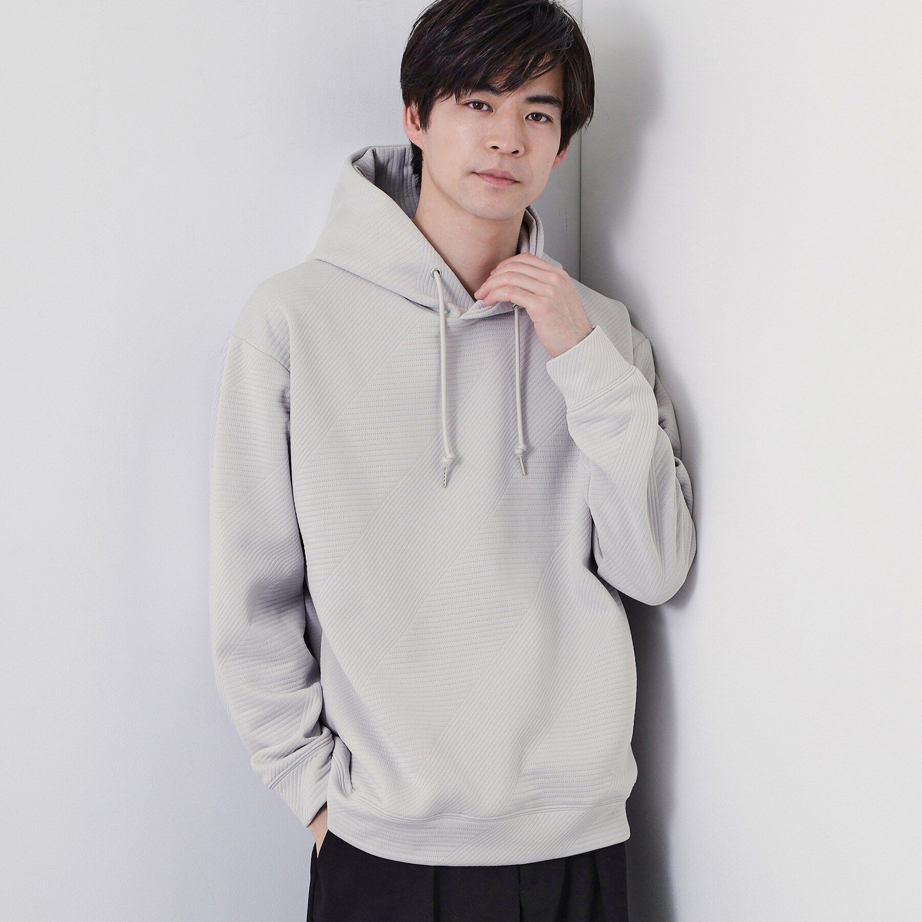 THE SHOP TK「【さりげない表情が、品よく映える。】ふくれジャカードパーカ」|パーカー|ライトグレー(011