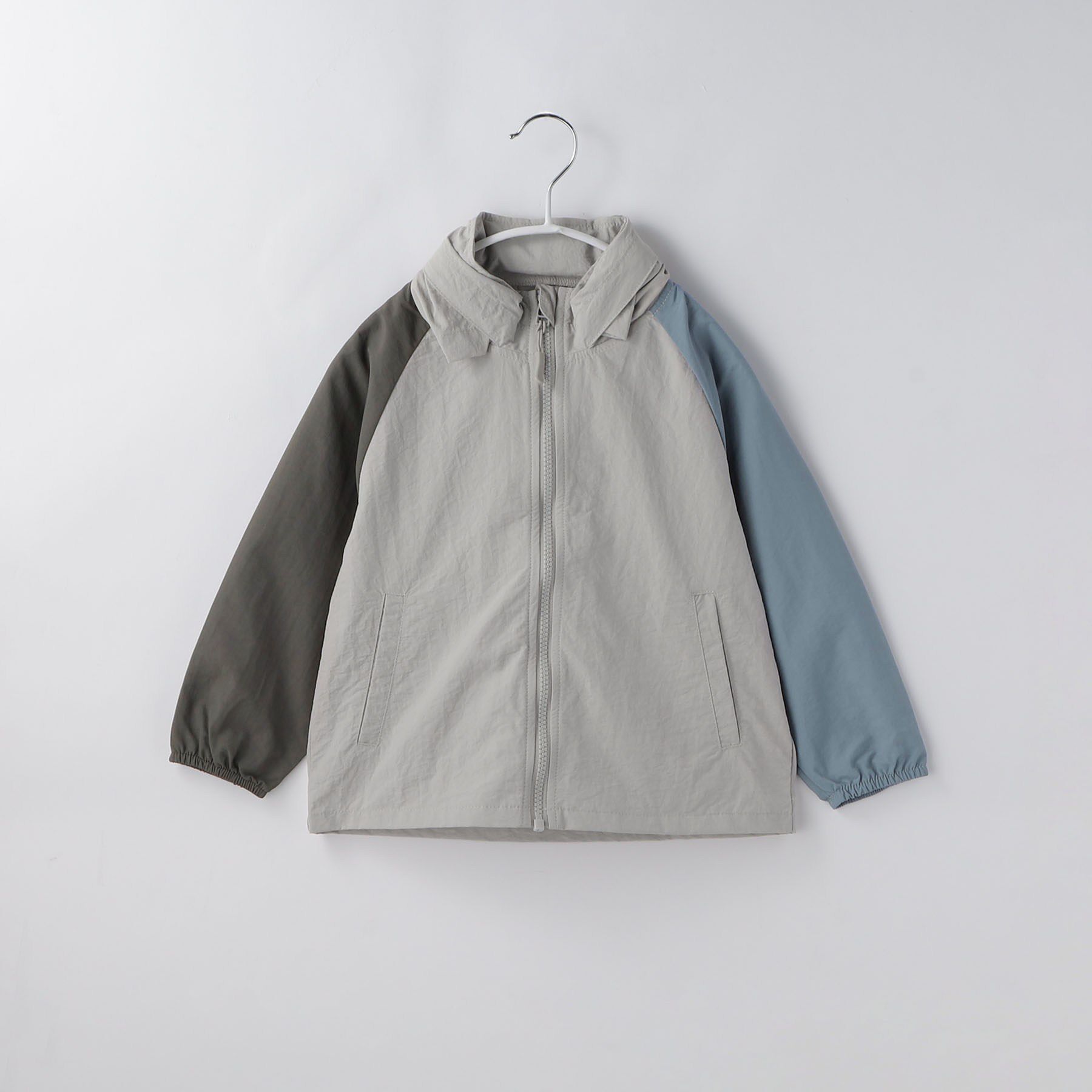 THE SHOP TK「【110－160】配色ナイロンブルゾン」|ブルゾン・スタジャン|ライトグレー(511