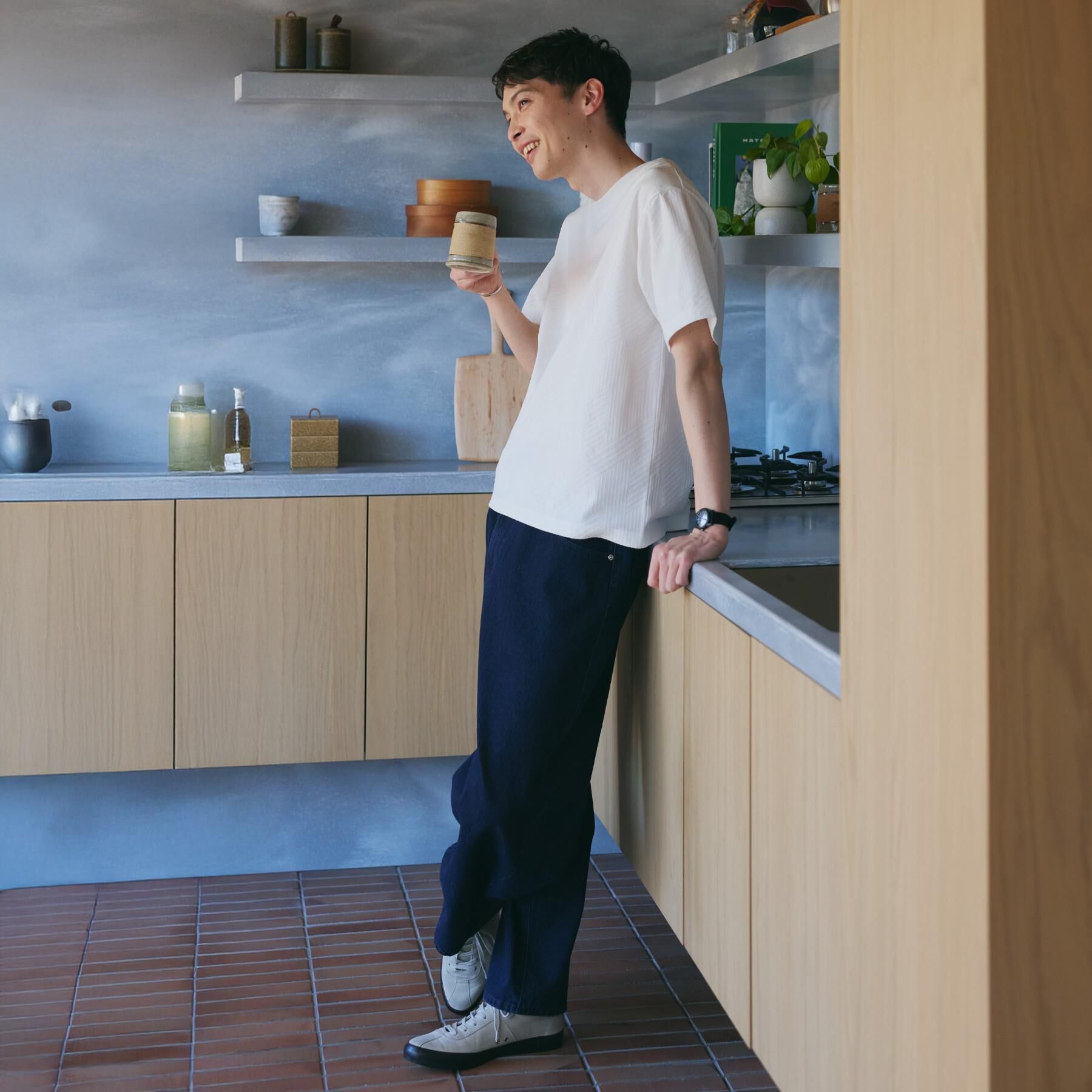 THE SHOP TK「【無地だと少し物足りないという方へ】ジオメトリック柄 半袖Tシャツ 洗濯機OK」|Tシャツ・カットソー|