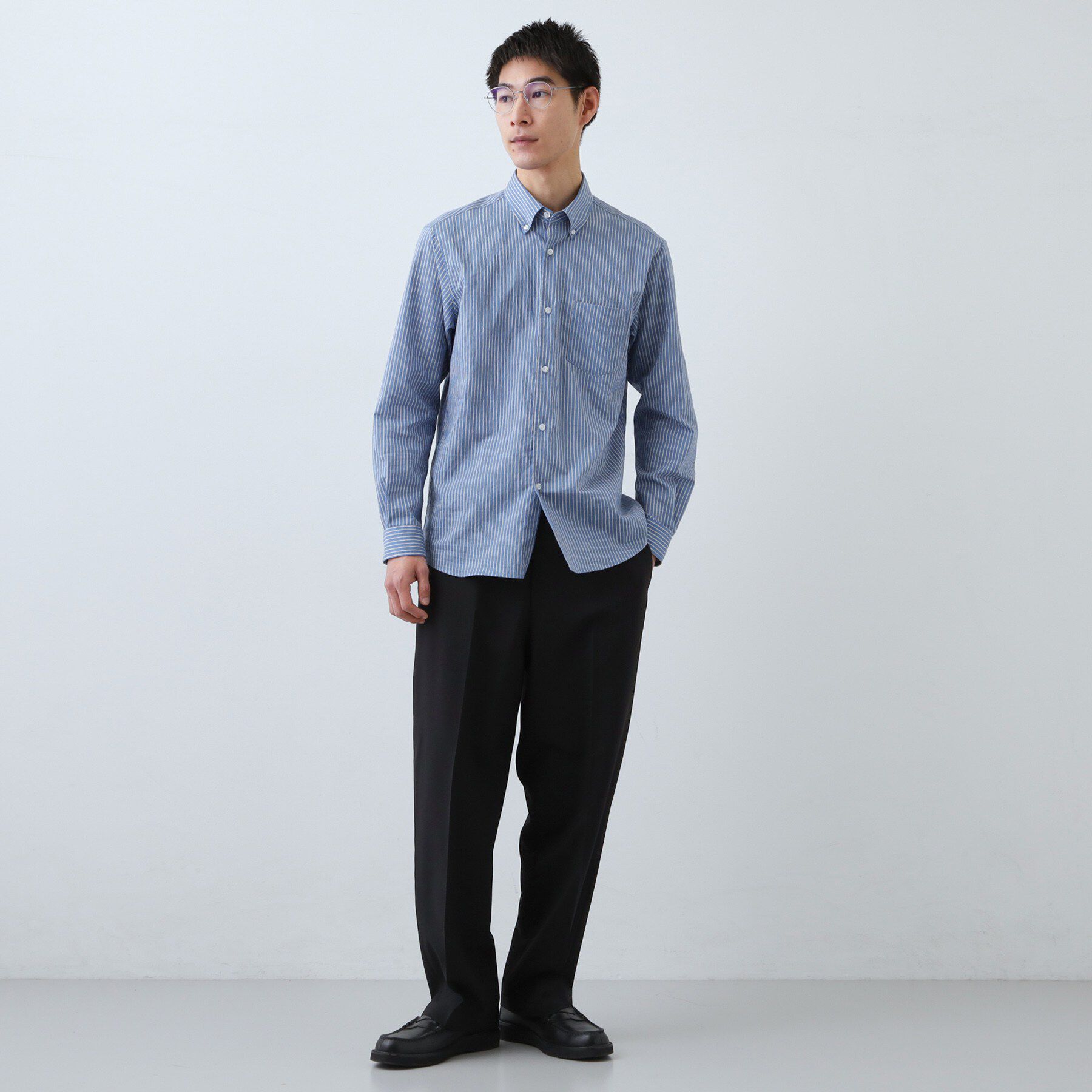 THE SHOP TK「【綿毛のように軽い】フラフテックス ストライプ長袖シャツ 洗濯機OK」|シャツ・ブラウス|