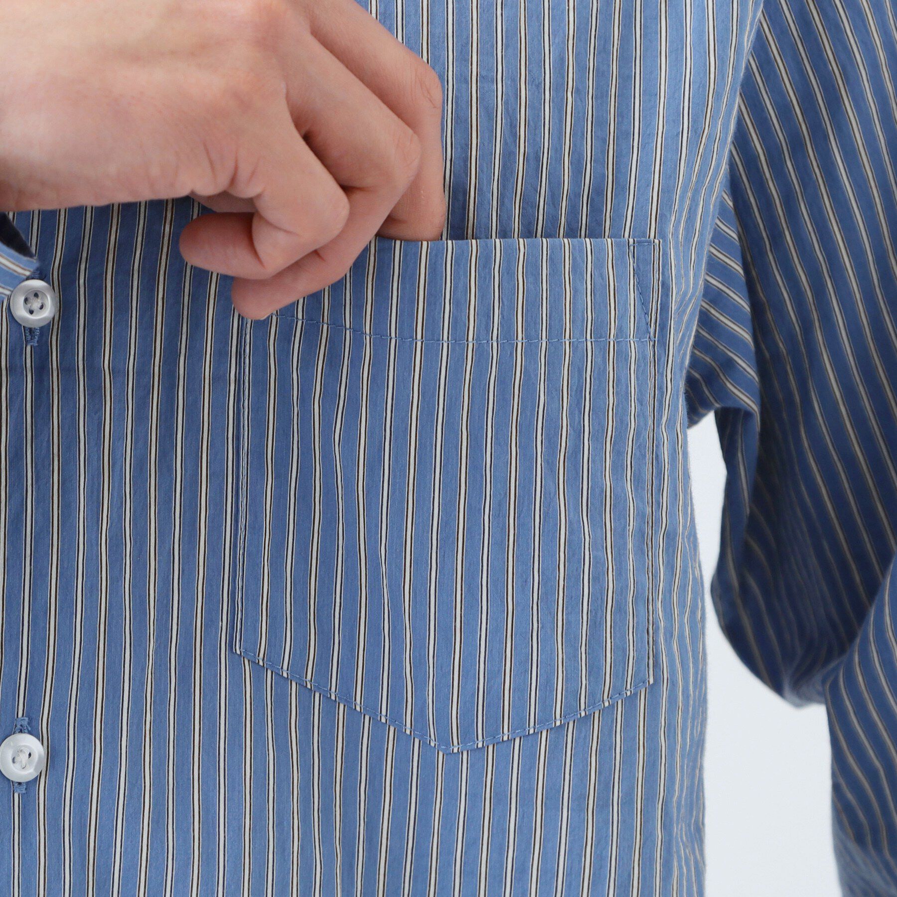 THE SHOP TK「【綿毛のように軽い】フラフテックス ストライプ長袖シャツ 洗濯機OK」|シャツ・ブラウス|