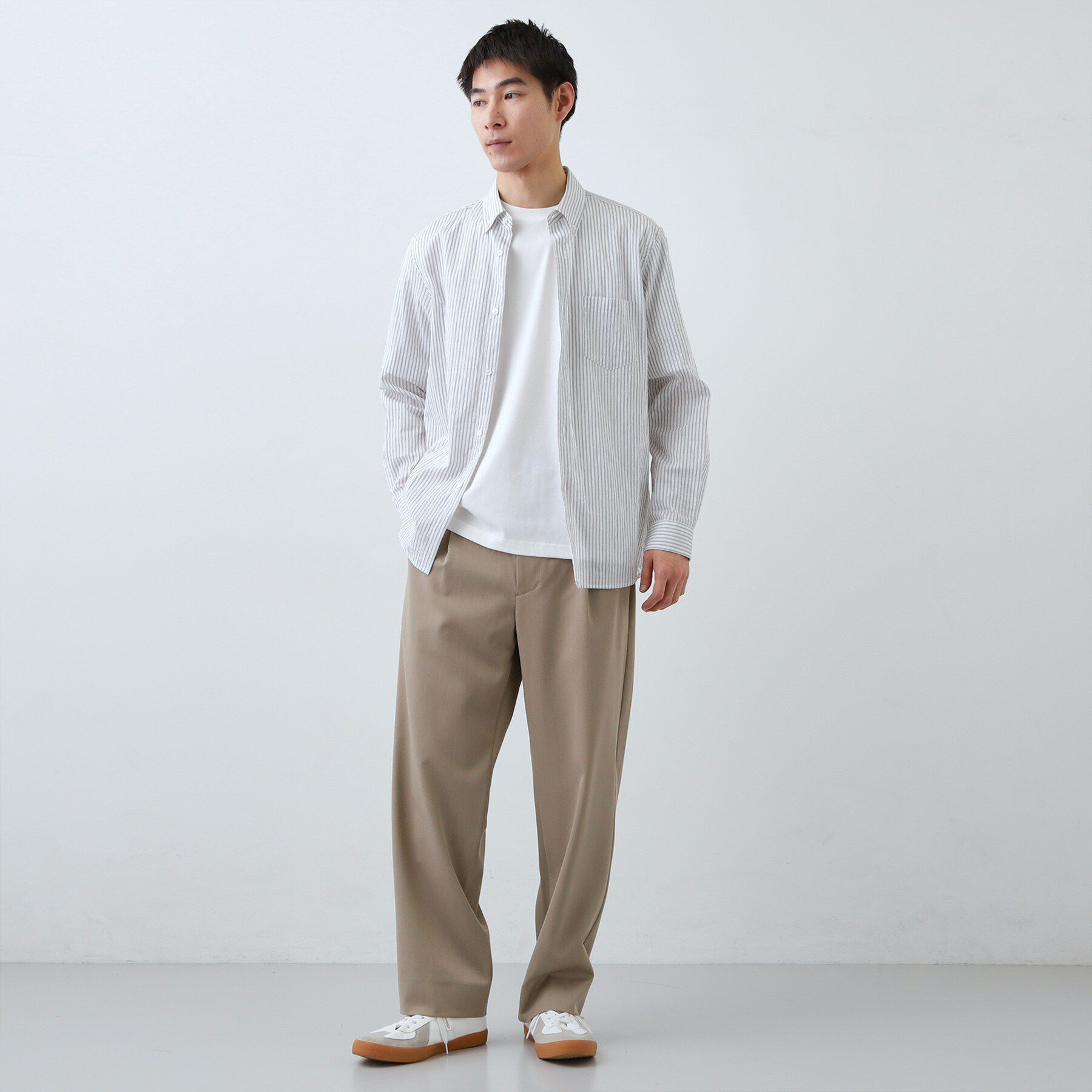 THE SHOP TK「【綿毛のように軽い】フラフテックス ストライプ長袖シャツ 洗濯機OK」|シャツ・ブラウス|