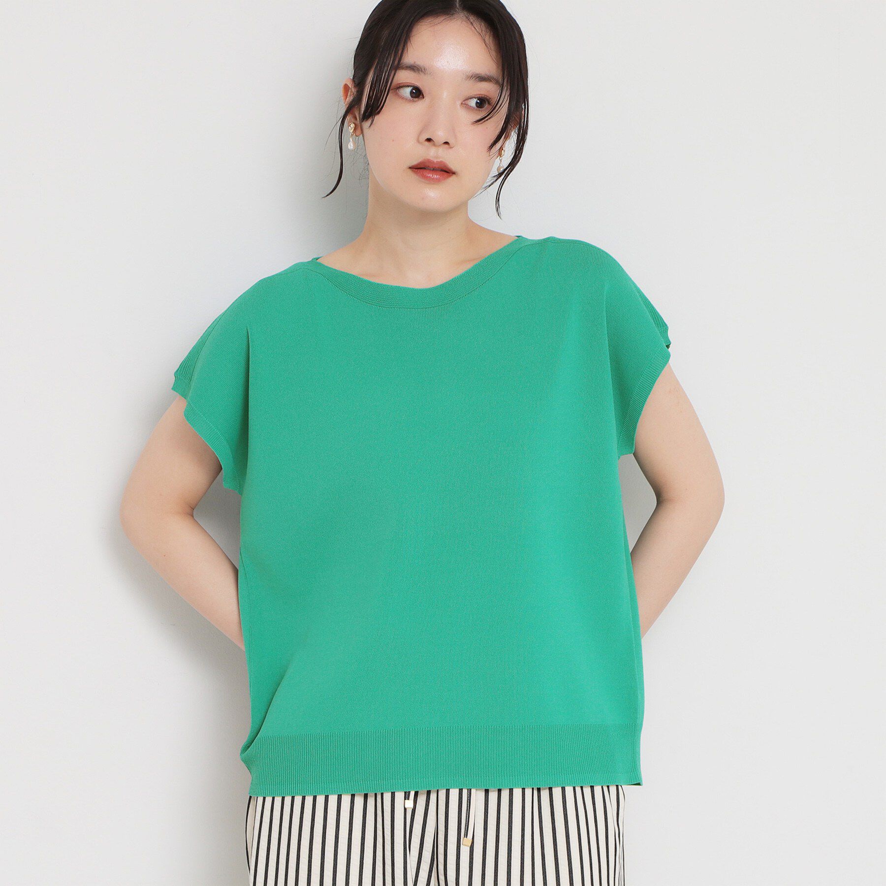 THE SHOP TK「【ひんやりタッチ】多機能フレンチプルオーバー 洗濯機OK/UVケア/毛玉になりにくい」|ニット・セーター|グリーン(022)