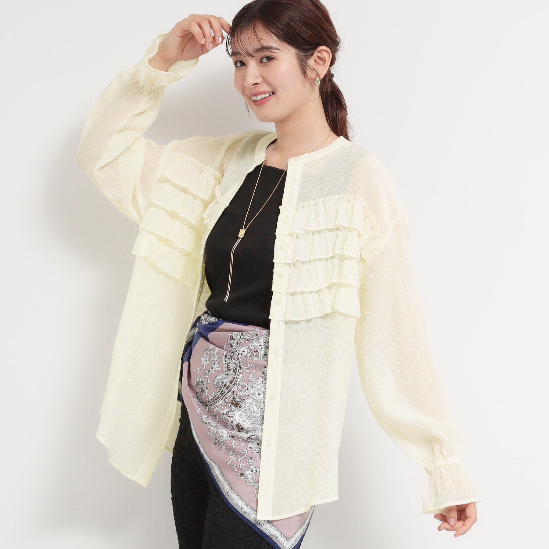 THE SHOP TK「ティアードフリル楊柳シャツ」|シャツ・ブラウス|