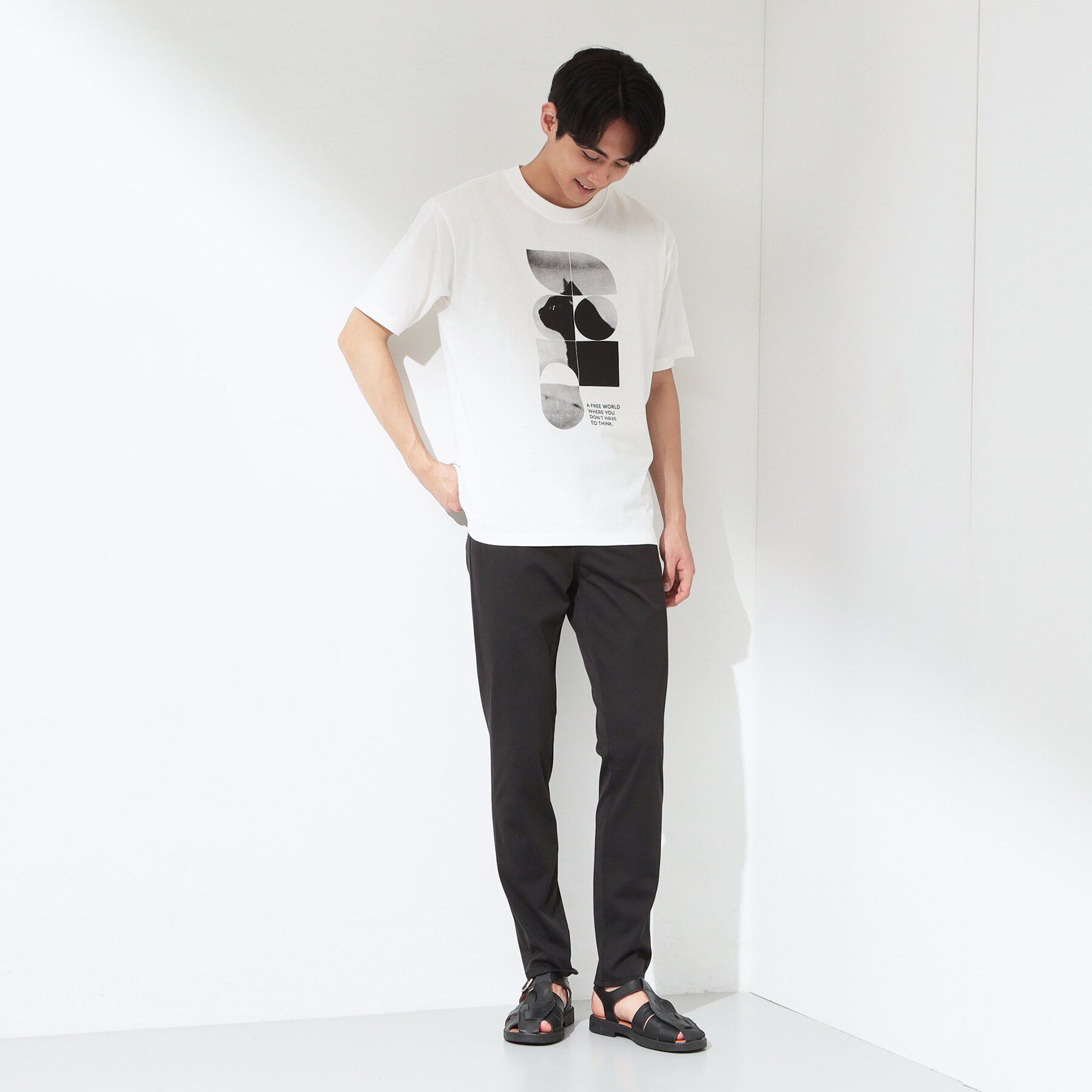 THE SHOP TK「【夏コーデの主役に】グラフィックコットン半袖Tシャツ CAT／LANDSCAPE」|Tシャツ・カットソー|