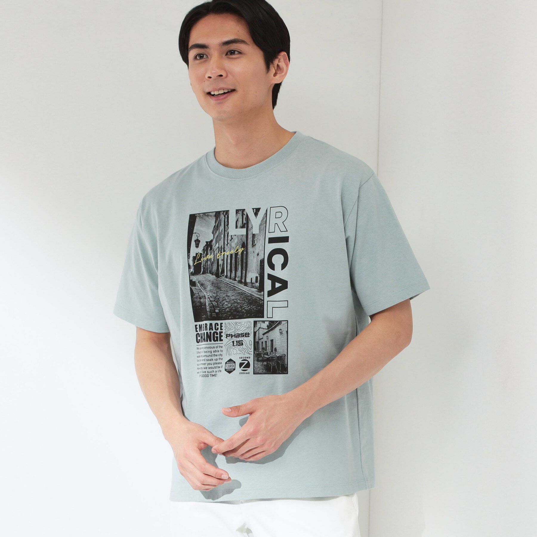 THE SHOP TK「【夏コーデの主役に】グラフィックコットン半袖Tシャツ CAT／LANDSCAPE」|Tシャツ・カットソー|ミントグリーン(62