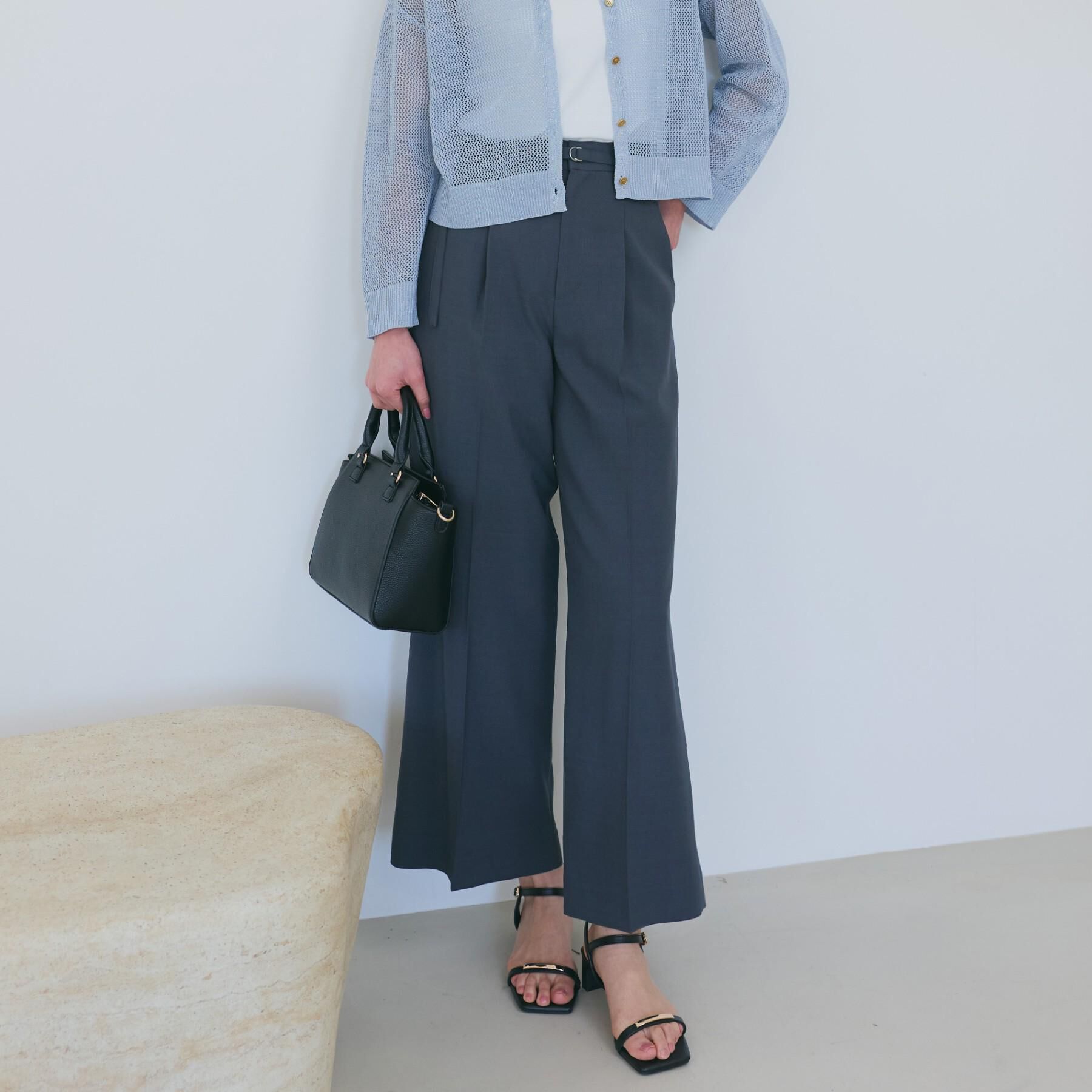 THE SHOP TK「麻調共ベルト付ワイドパンツ」|その他|