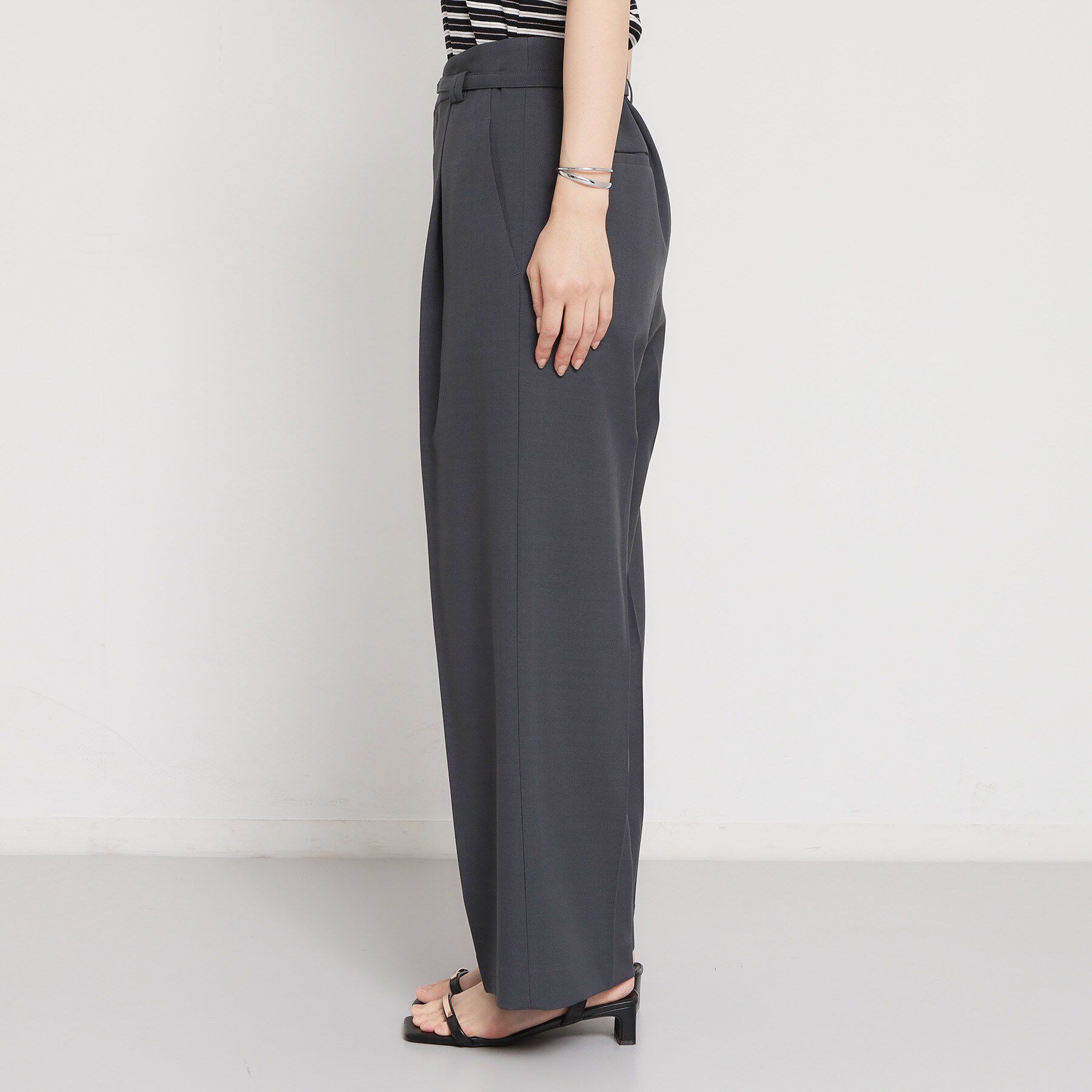 THE SHOP TK「麻調共ベルト付ワイドパンツ」|その他|