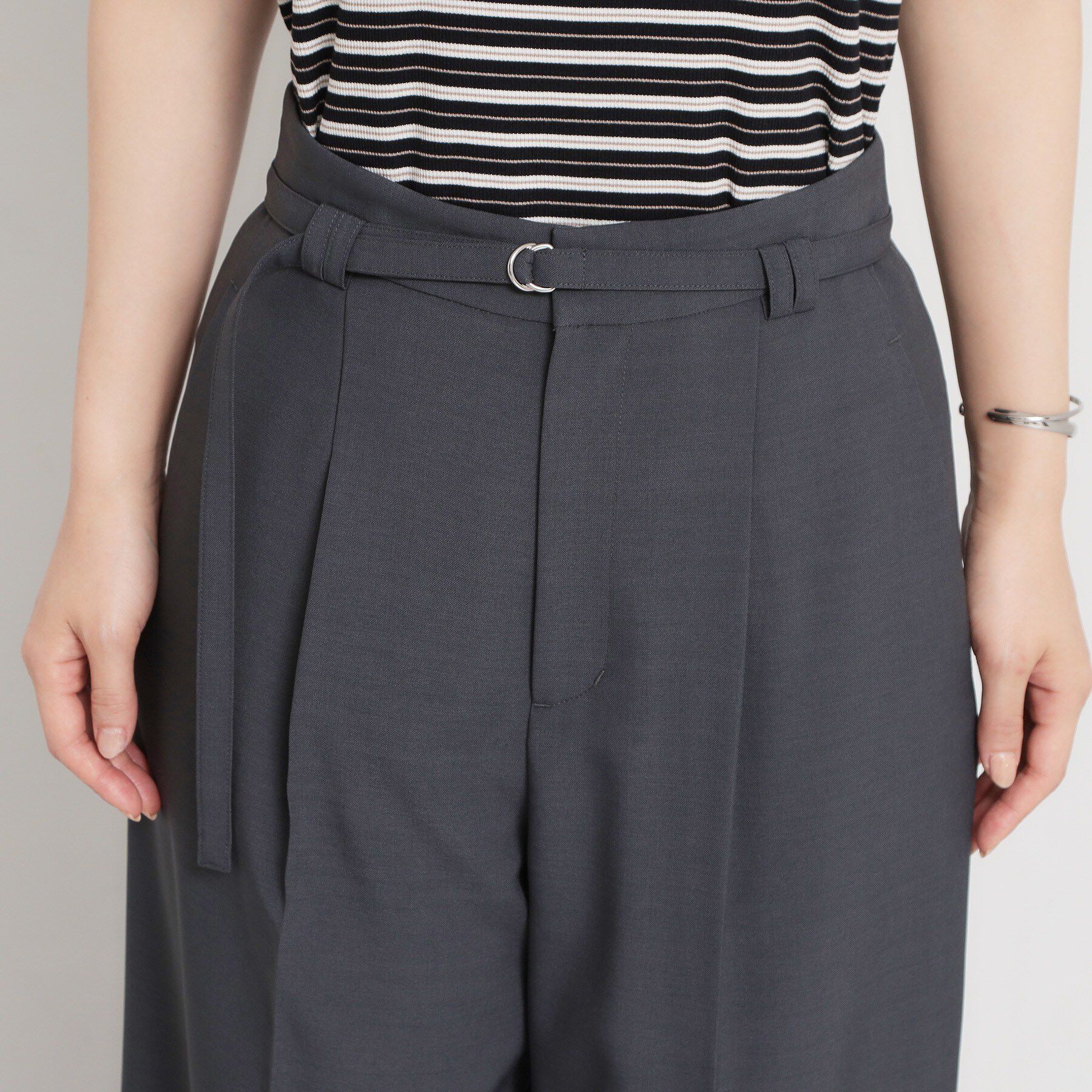 THE SHOP TK「麻調共ベルト付ワイドパンツ」|その他|