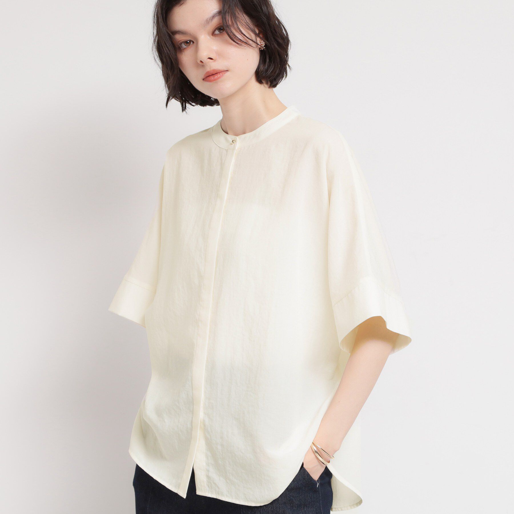THE SHOP TK「【体型カバー】さらっと快適 ドルマンブラウス」|シャツ・ブラウス|アイボリー(004)