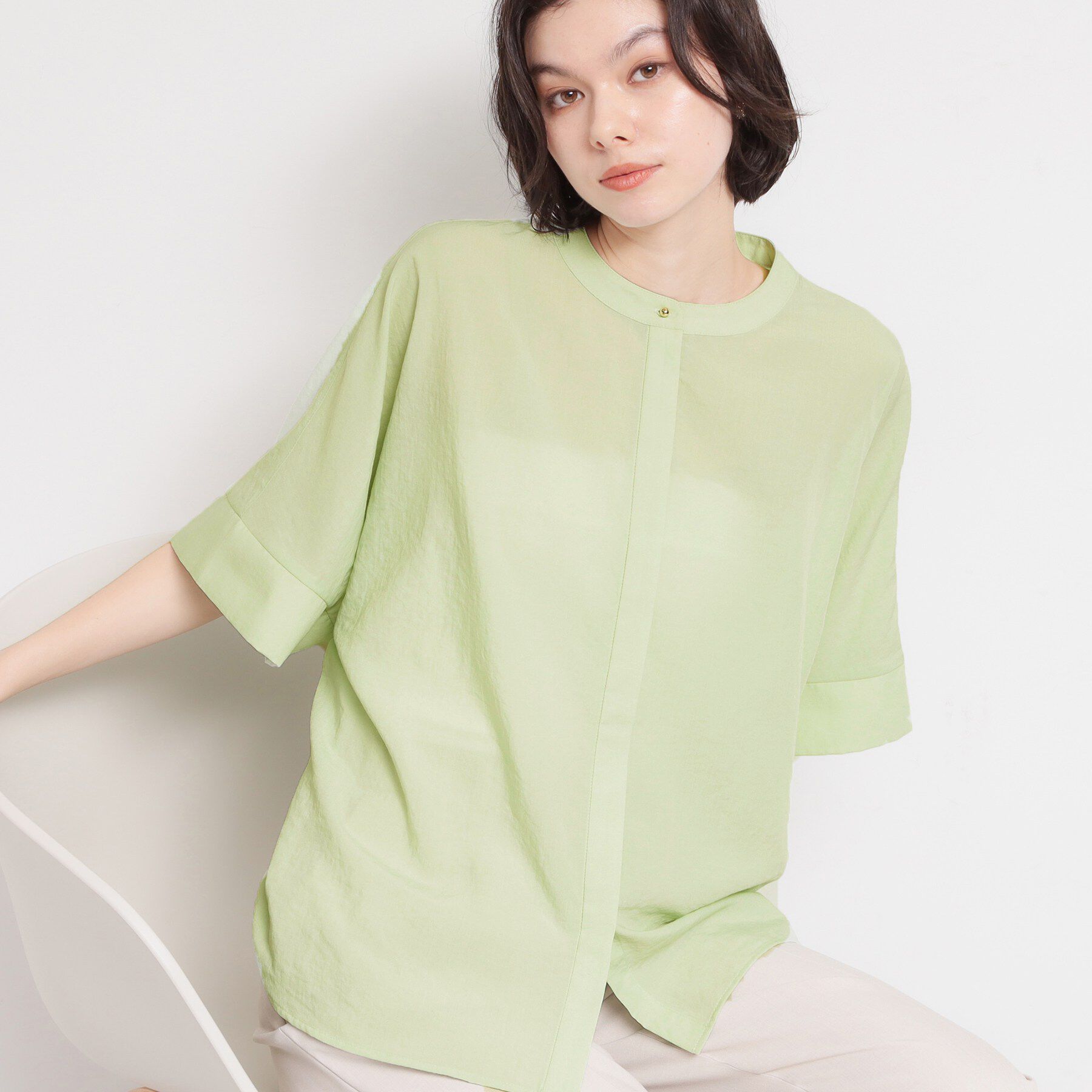 THE SHOP TK「【体型カバー】さらっと快適 ドルマンブラウス」|シャツ・ブラウス|ミントグリーン(02