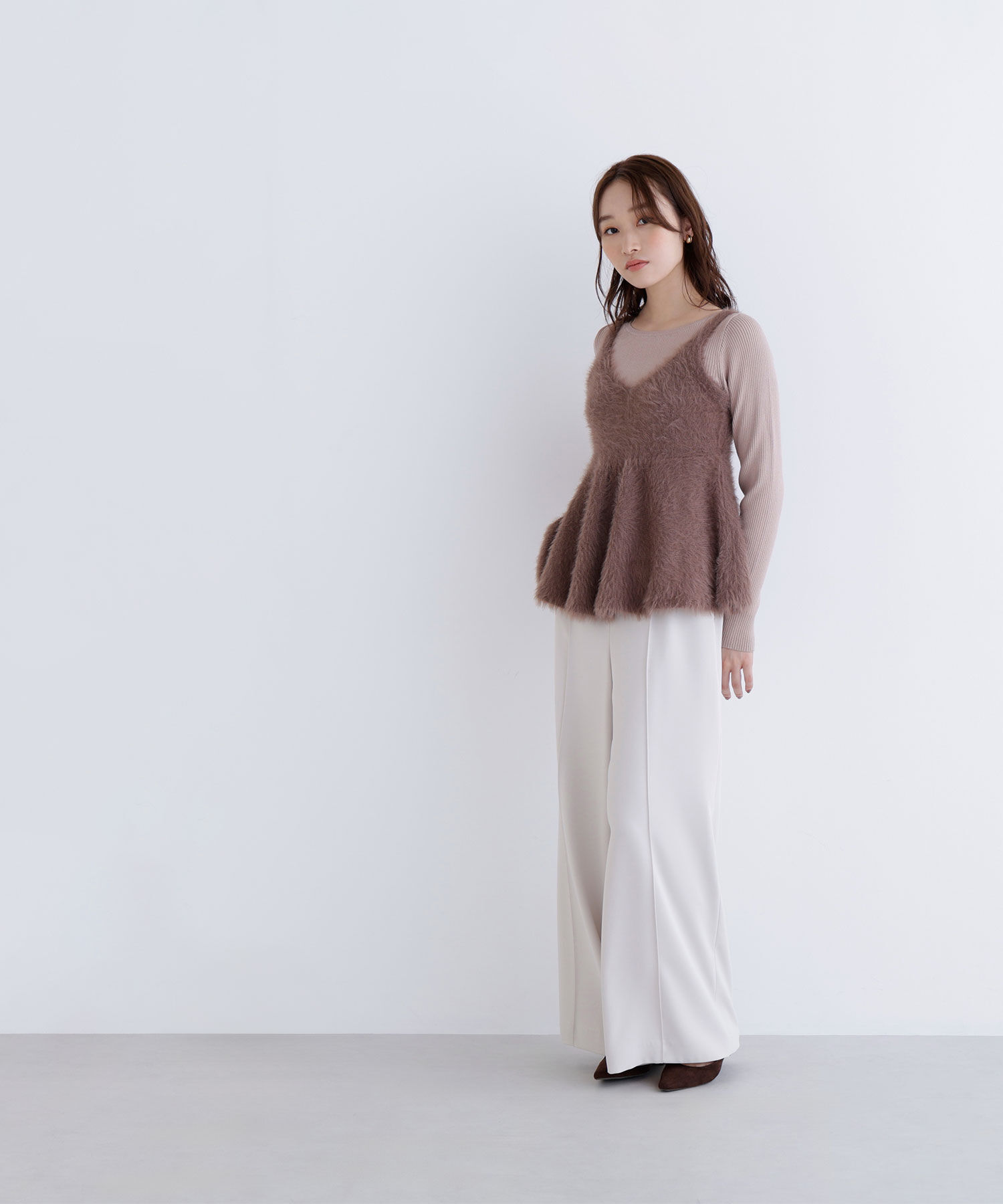  「ヘアリーペプラムキャミセットニット」|ニット・セーター|