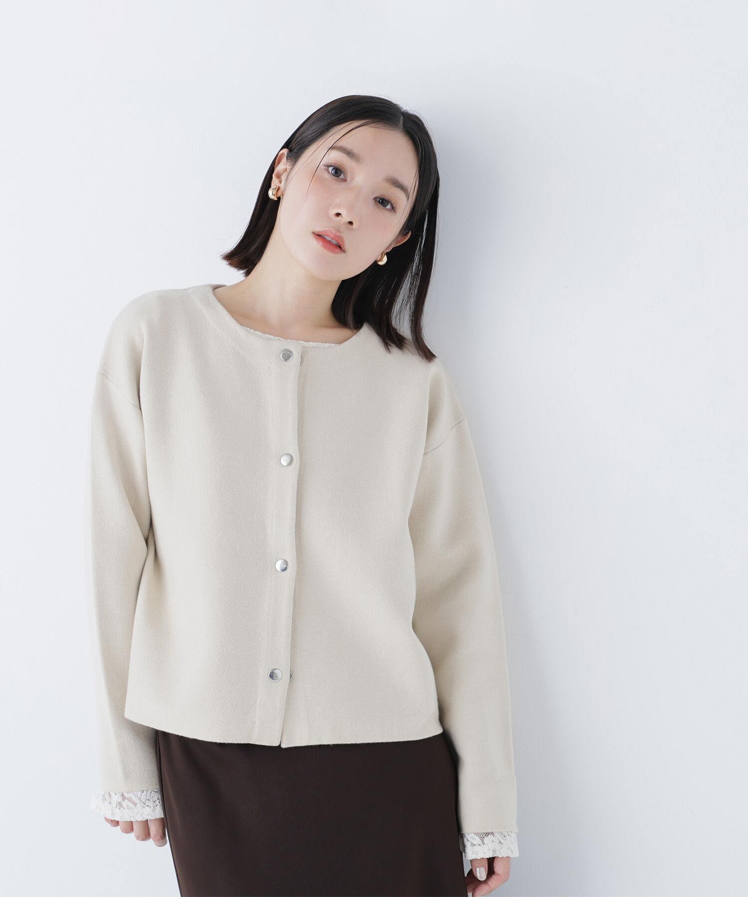  「バイカラー接結カーディガン」|ニット・セーター|