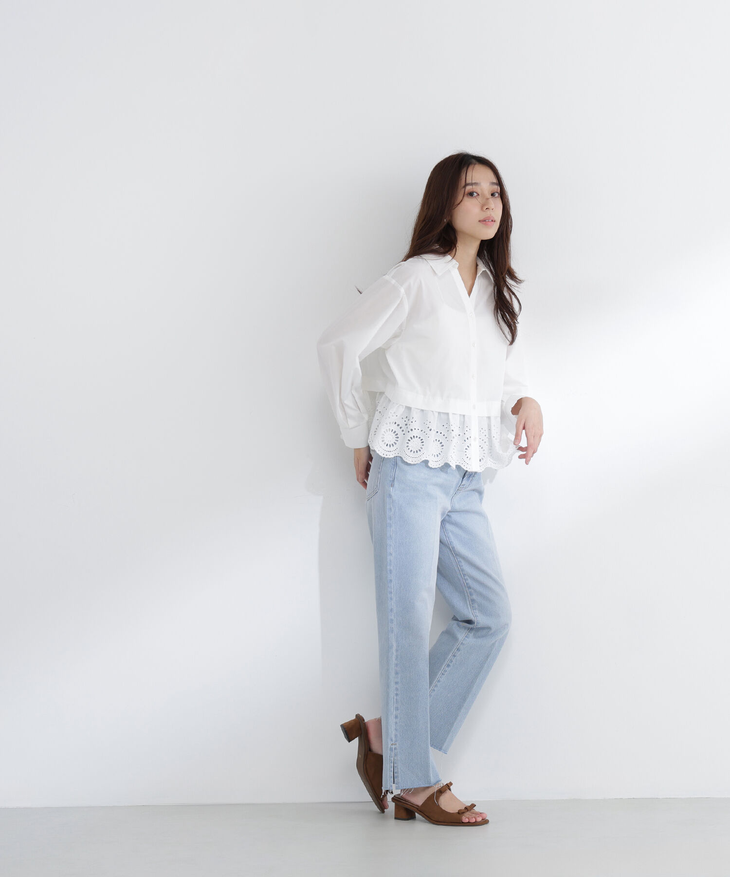  「サイドスリットストレートデニムパンツ」|その他|