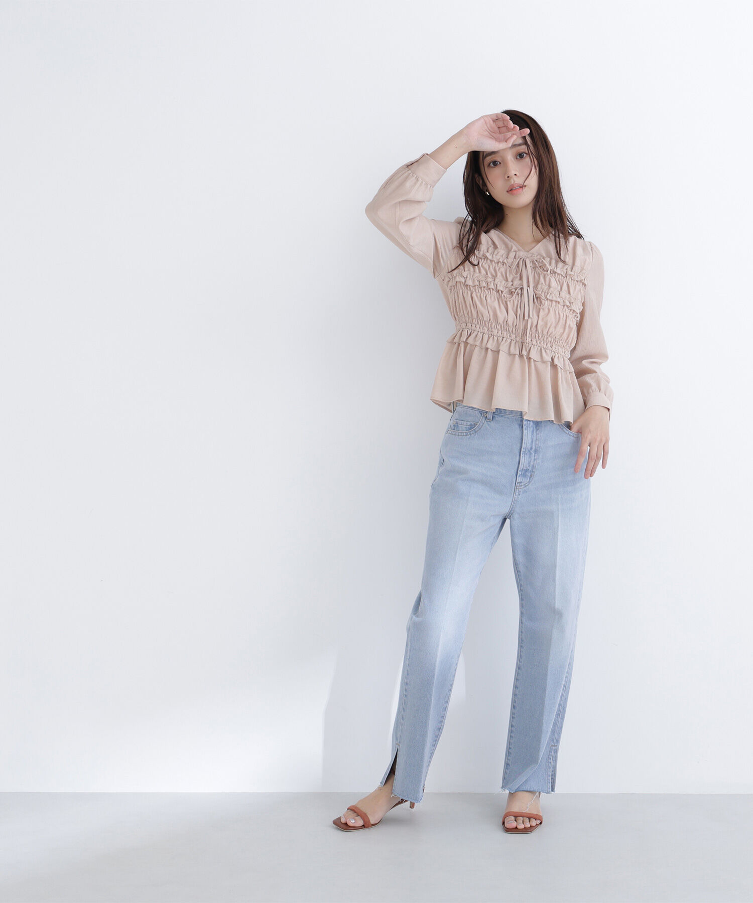  「サイドスリットストレートデニムパンツ」|その他|