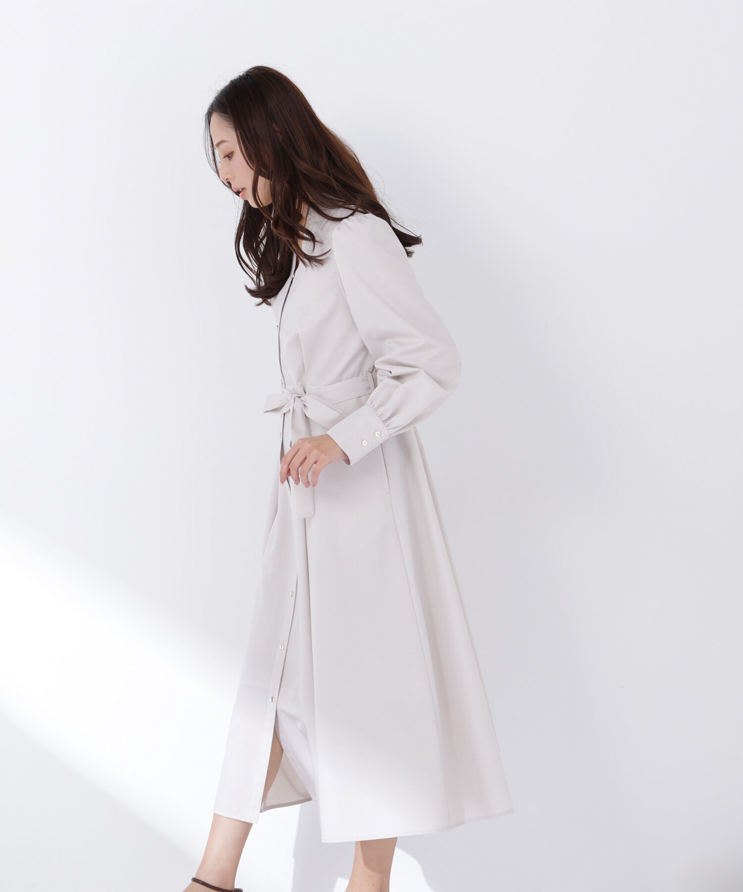  「リボンベルテッドシャツワンピース」|ワンピース|