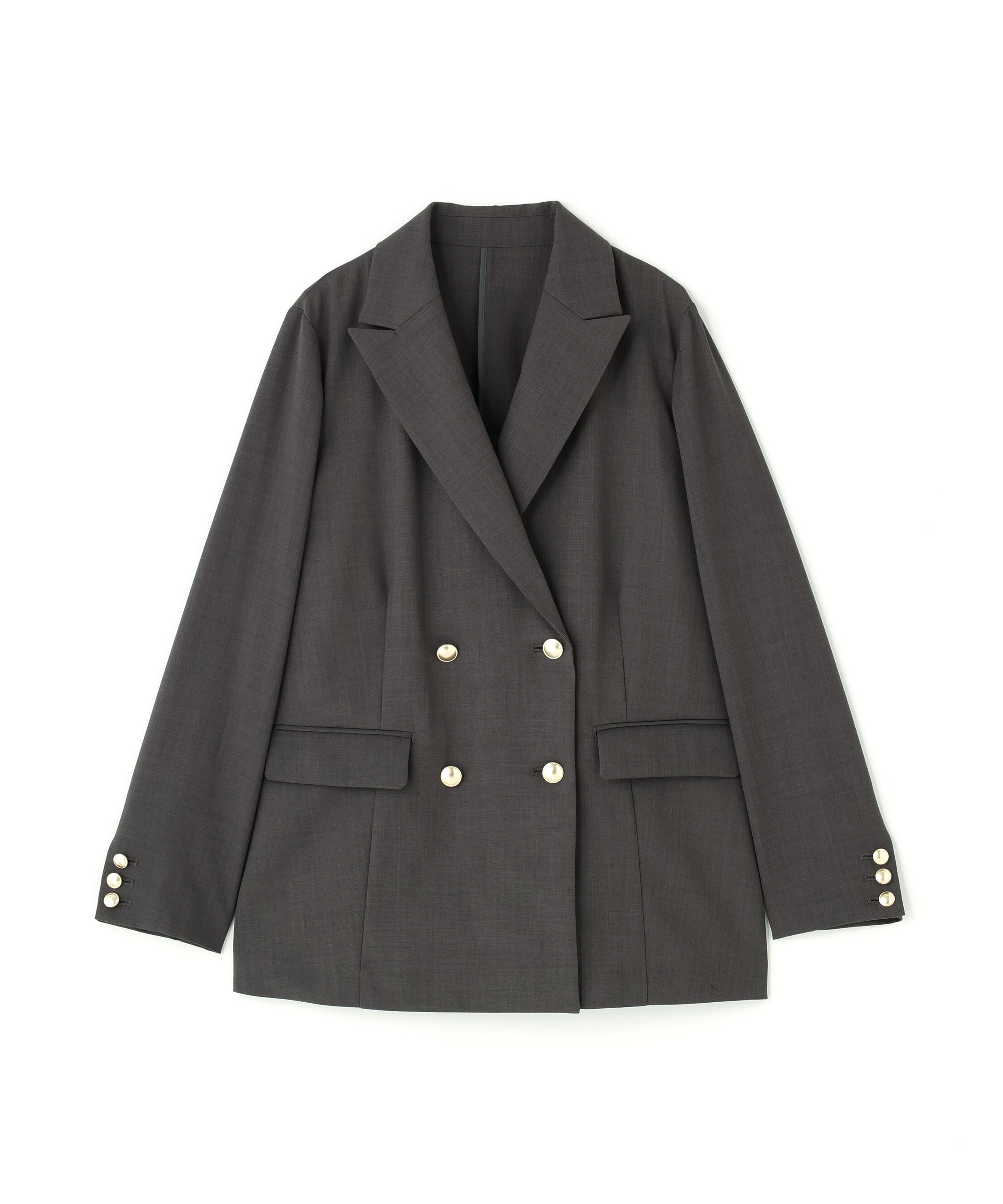  「リネンライクダブルブレストボクシージャケット」|ブルゾン・スタジャン|