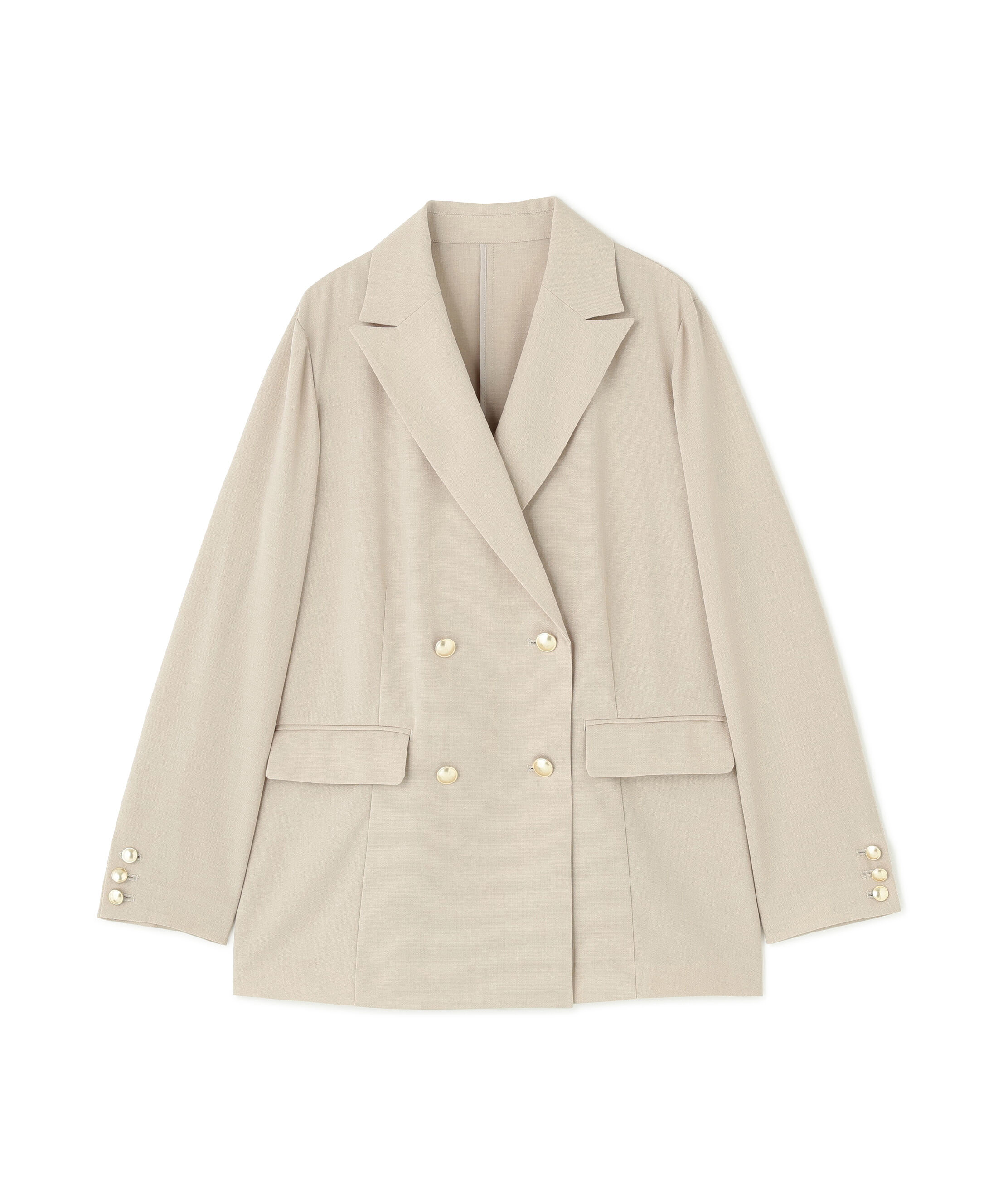  「リネンライクダブルブレストボクシージャケット」|ブルゾン・スタジャン|