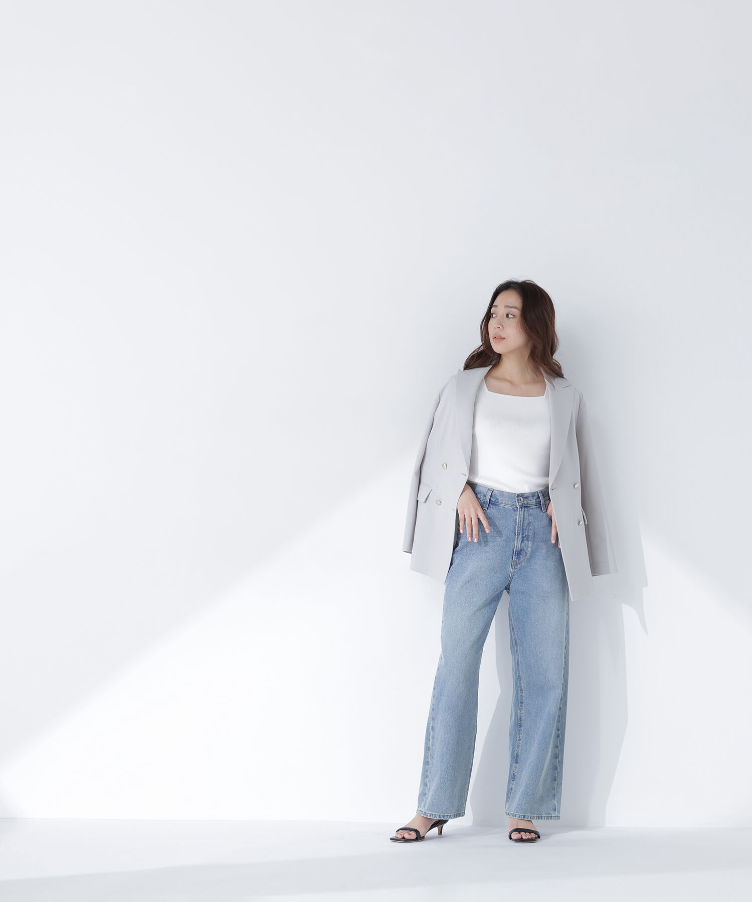  「リネンライクダブルブレストボクシージャケット」|ブルゾン・スタジャン|